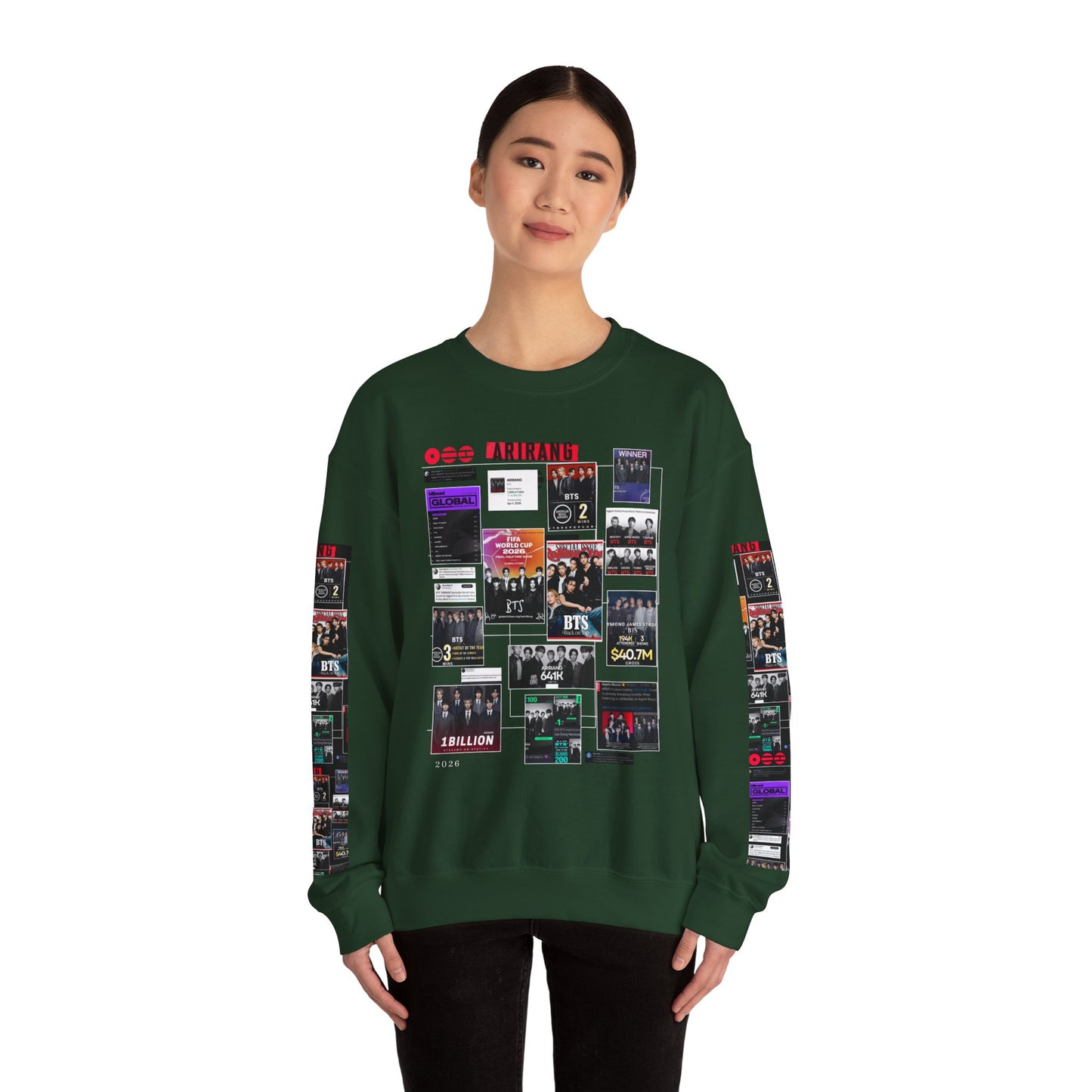 Crewneck Sweatshirt — BTS ARIRANG Collage Graphic Crewneck (Album Posters & Tour Art)