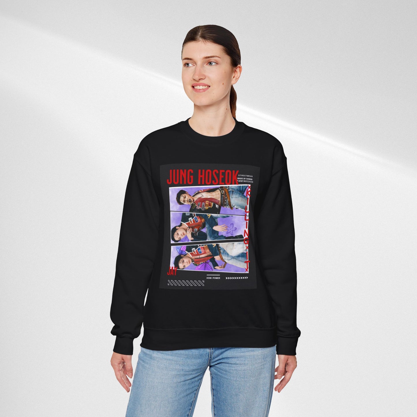 Photo Collage Crewneck Sweatshirt — 'JUNG HOSEOK' Graphic Pullover