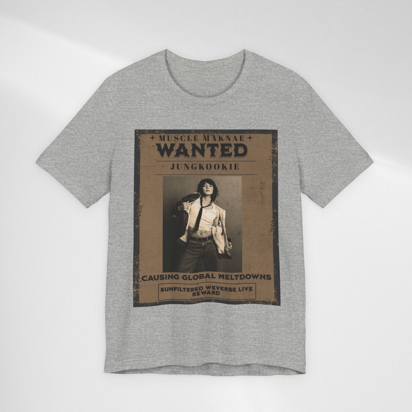 Wanted Poster Tee — 'Jungkook: Causing Global Meltdowns' Vintage K-Pop T-Shirt