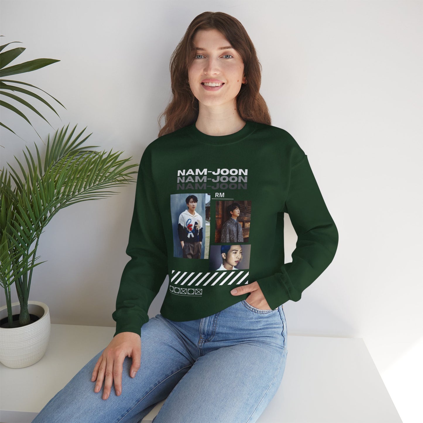 Photo Collage Crewneck Sweatshirt — "Nam-Joon" Graphic Pullover
