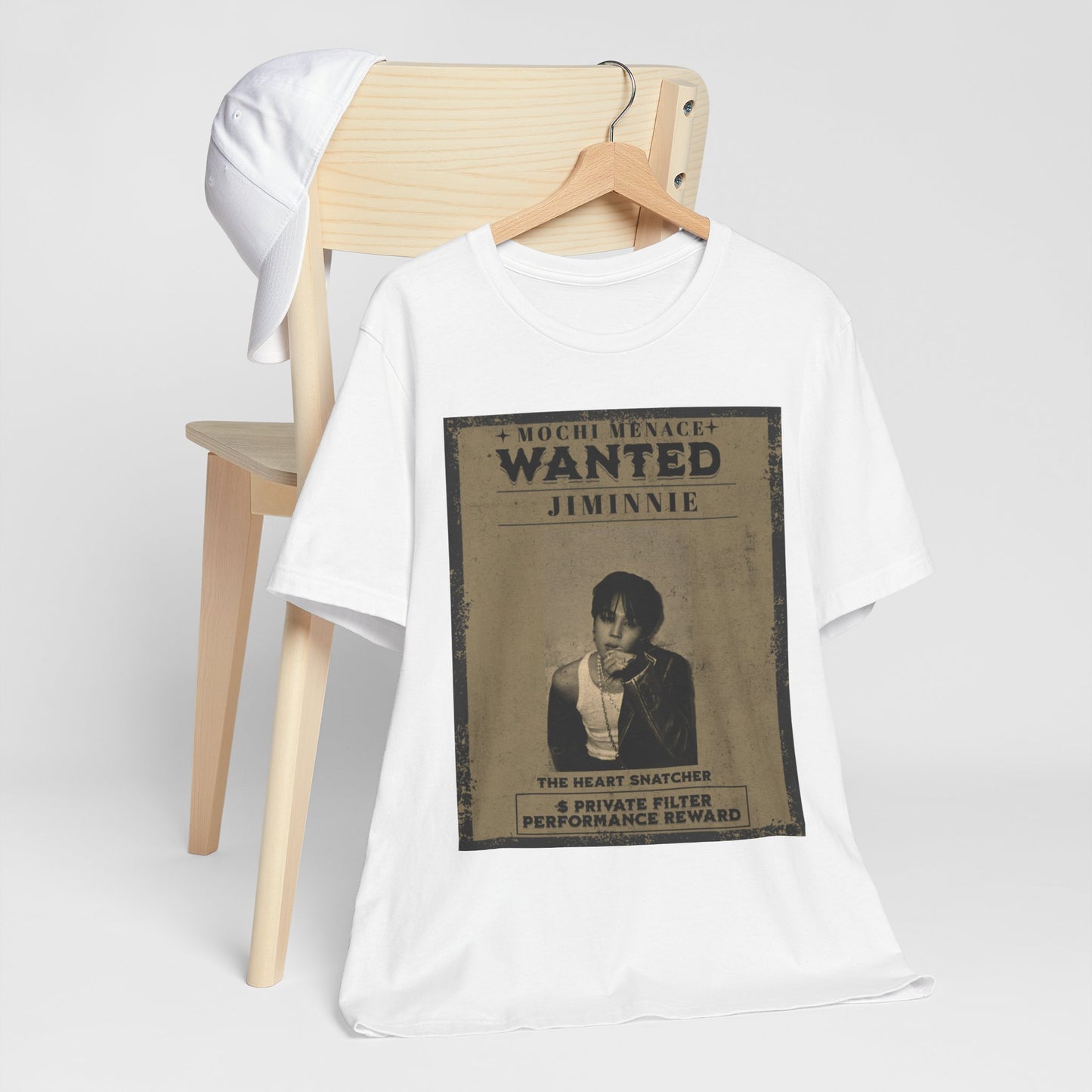 JIMIN Wanted Poster Graphic Tee — 'Mischief Menace' Vintage Style