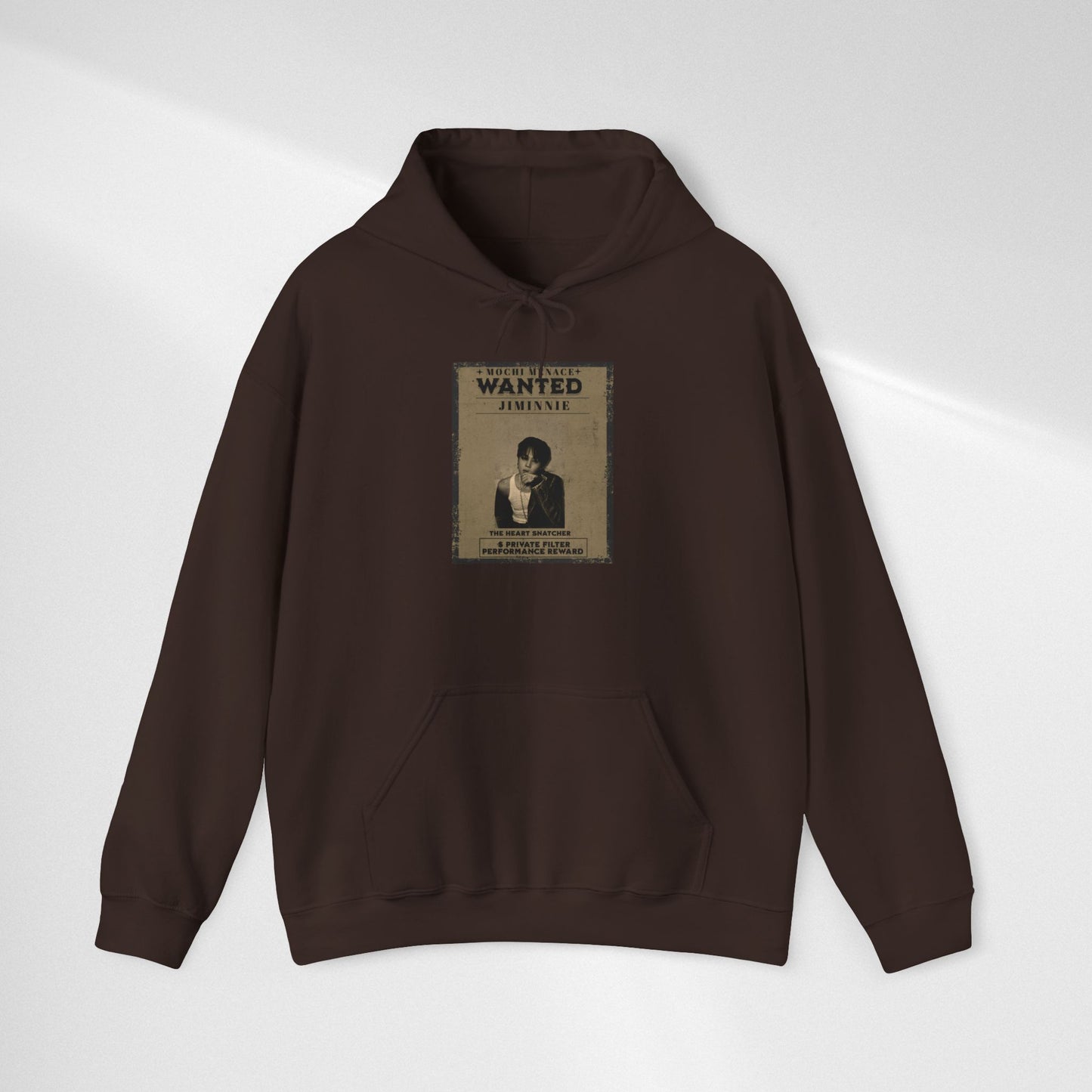 JIMIN Wanted Poster Hoodie — Vintage Photo "Wanted" Graphic Sweatshirt
