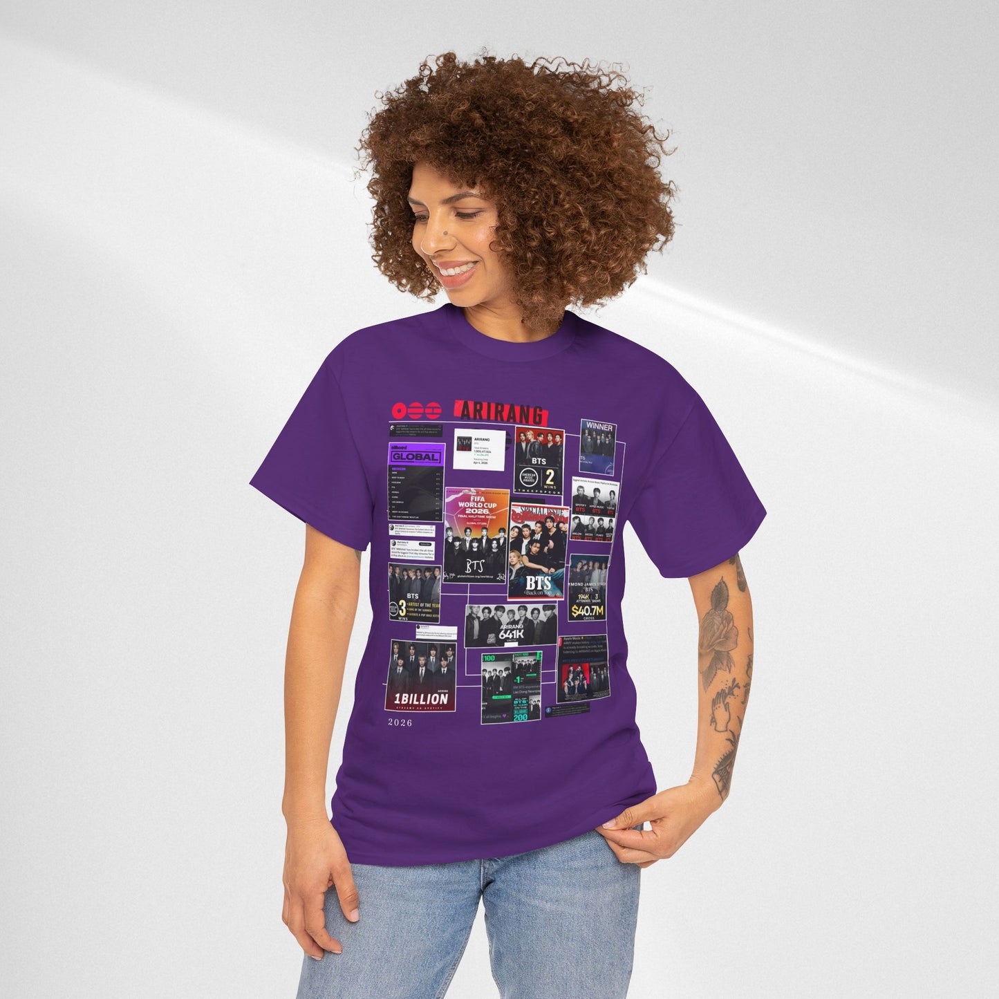 BTS ARIRANG Collage Tee — Iconic Albums & Milestones Graphic T-Shirt