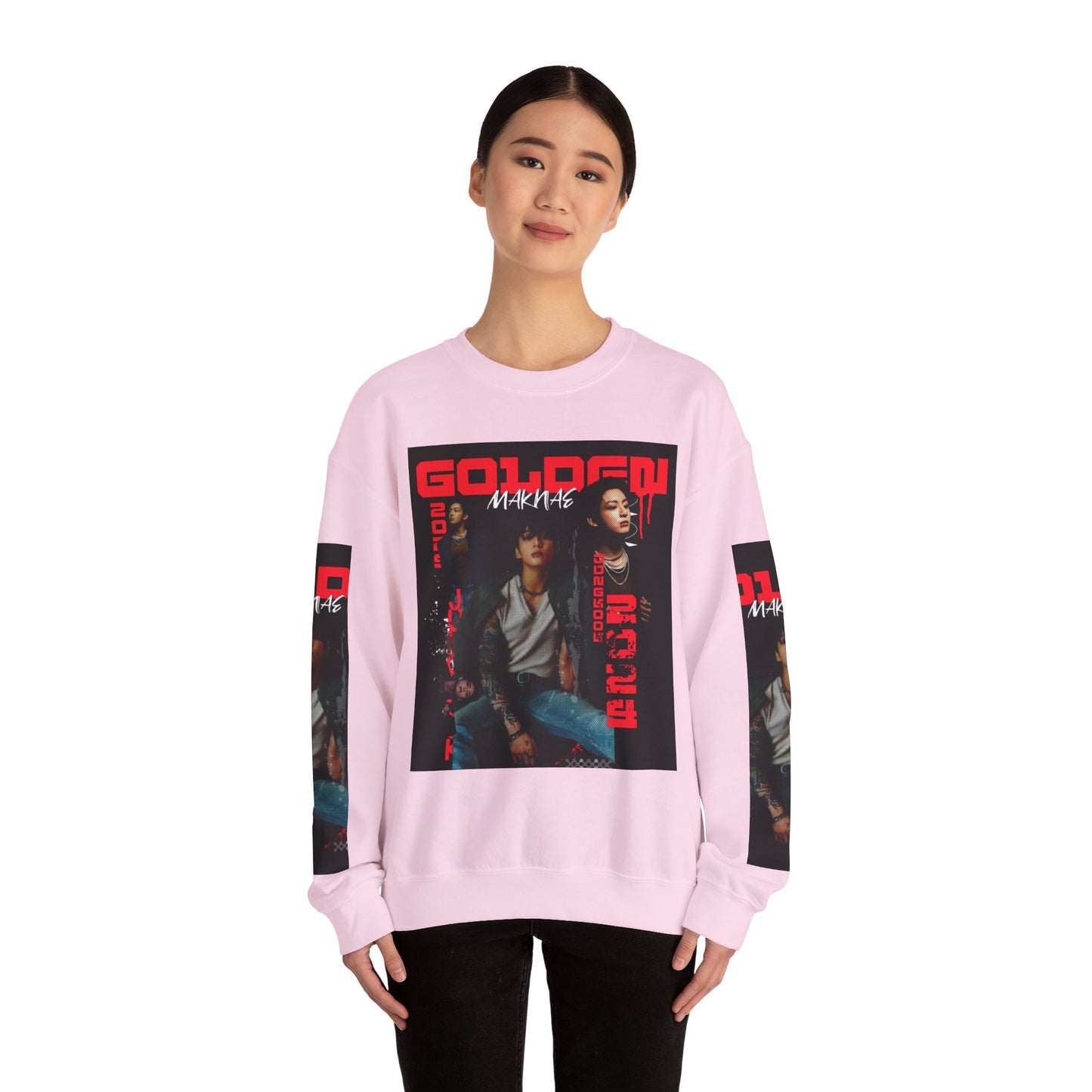 JK Golden Making Crewneck Sweatshirt — Retro K-Pop Photo Graphic