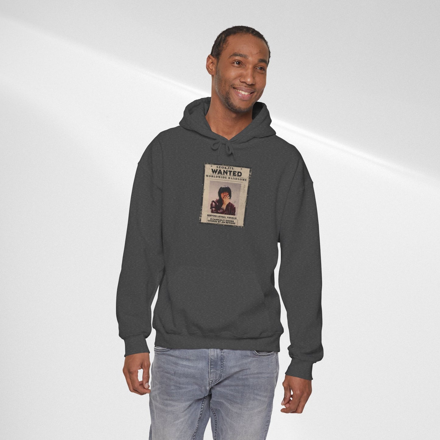 Jin Hoodie — "WANTED" Vintage Photo Poster Graphic Hoodie