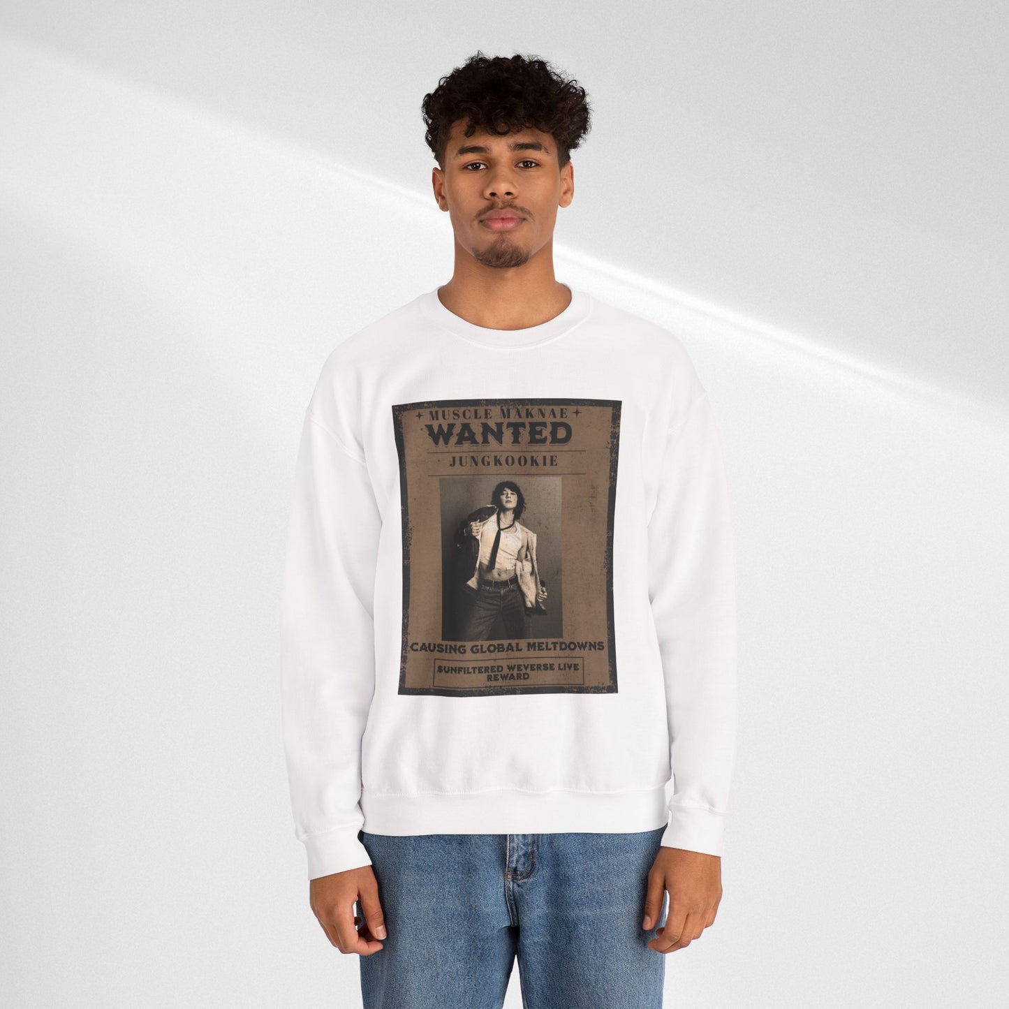 Crewneck Sweatshirt — Vintage JK'Wanted' Poster Graphic