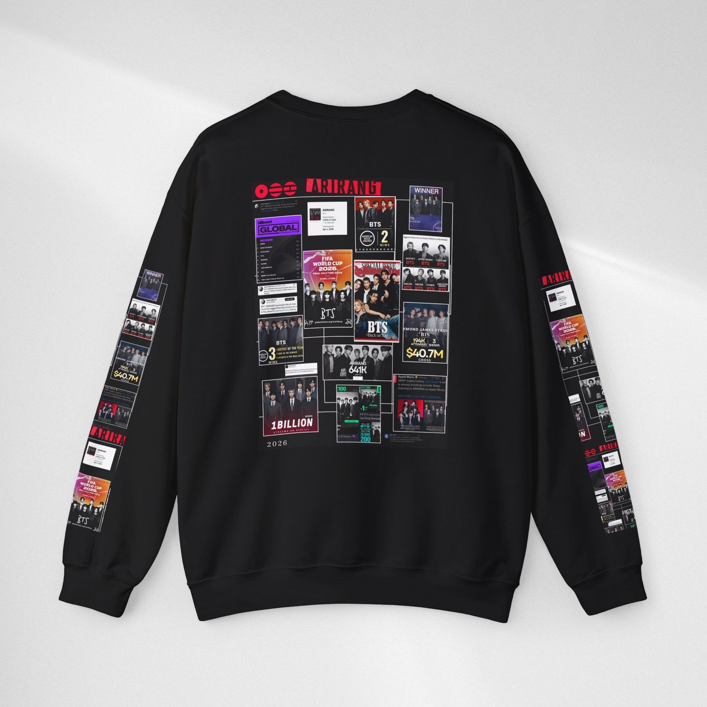 Crewneck Sweatshirt — BTS ARIRANG Collage Graphic Crewneck (Album Posters & Tour Art)
