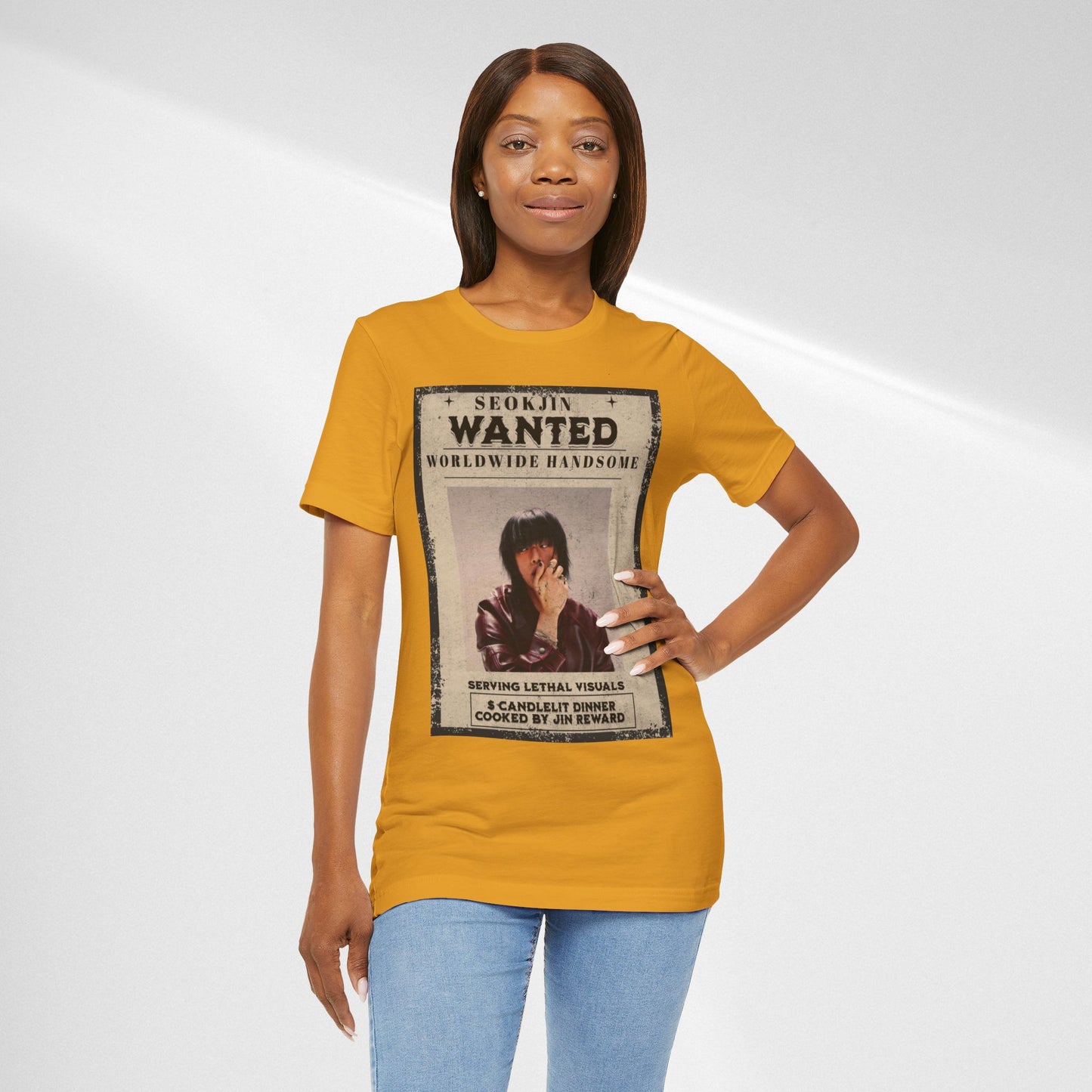 T-Shirt — 'Seokjin Wanted: Worldwide Handsome' Vintage Poster Tee