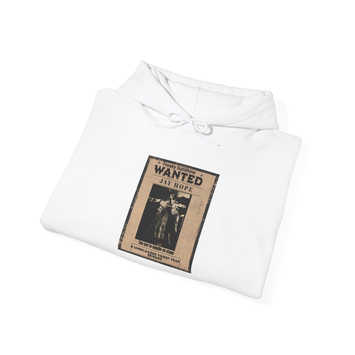Hoodie - Vintage JHOPE 'WANTED' Poster Graphic Hooded Sweatshirt