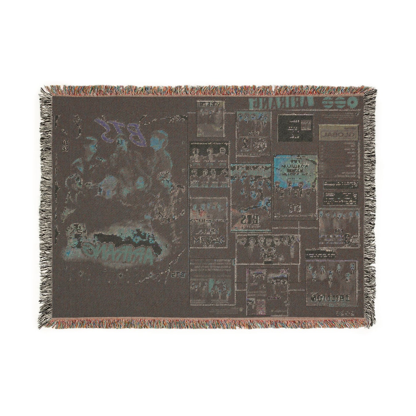 BTS Collage Woven Blanket — K‑Pop Fan Throw for Bedroom & Living Room