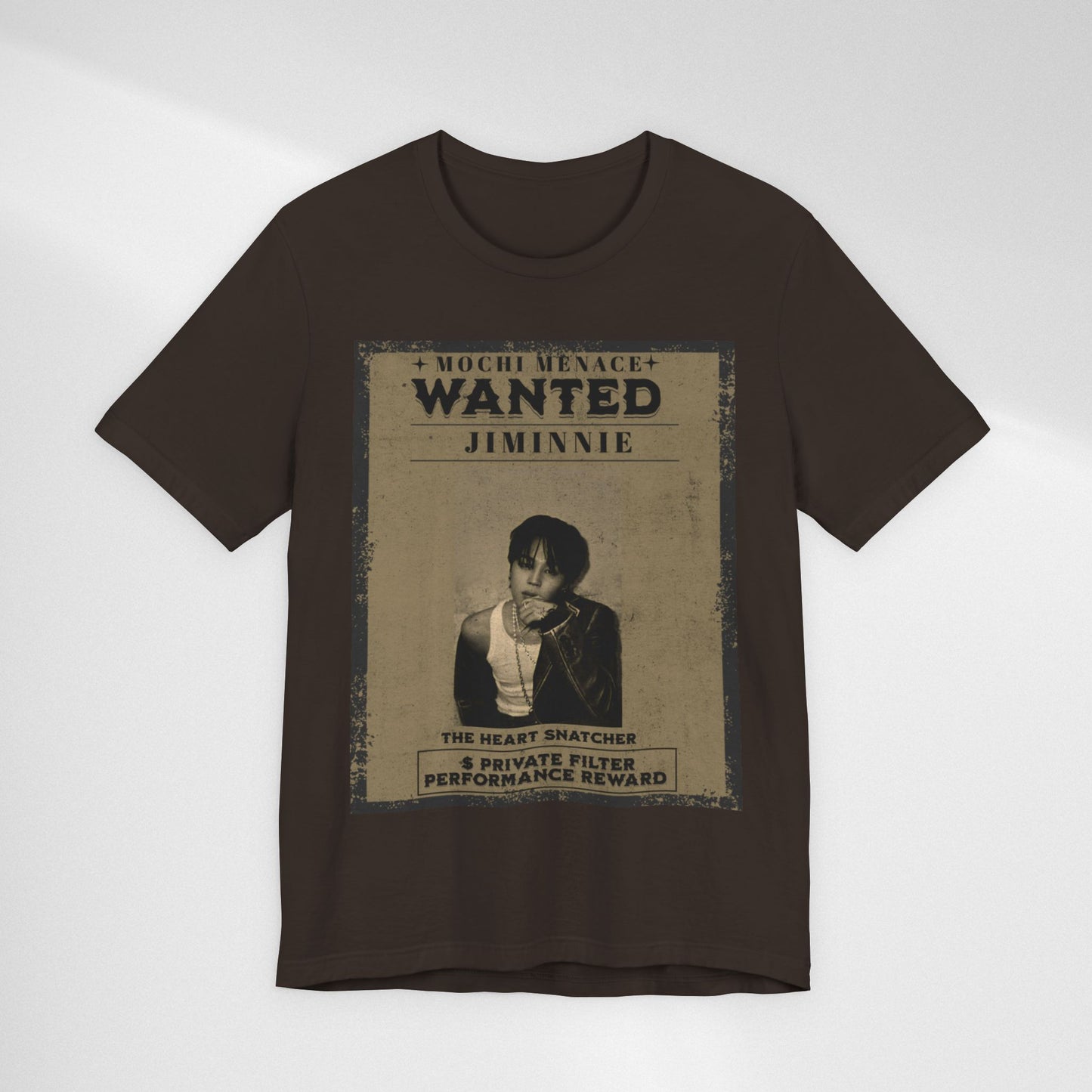 JIMIN Wanted Poster Graphic Tee — 'Mischief Menace' Vintage Style