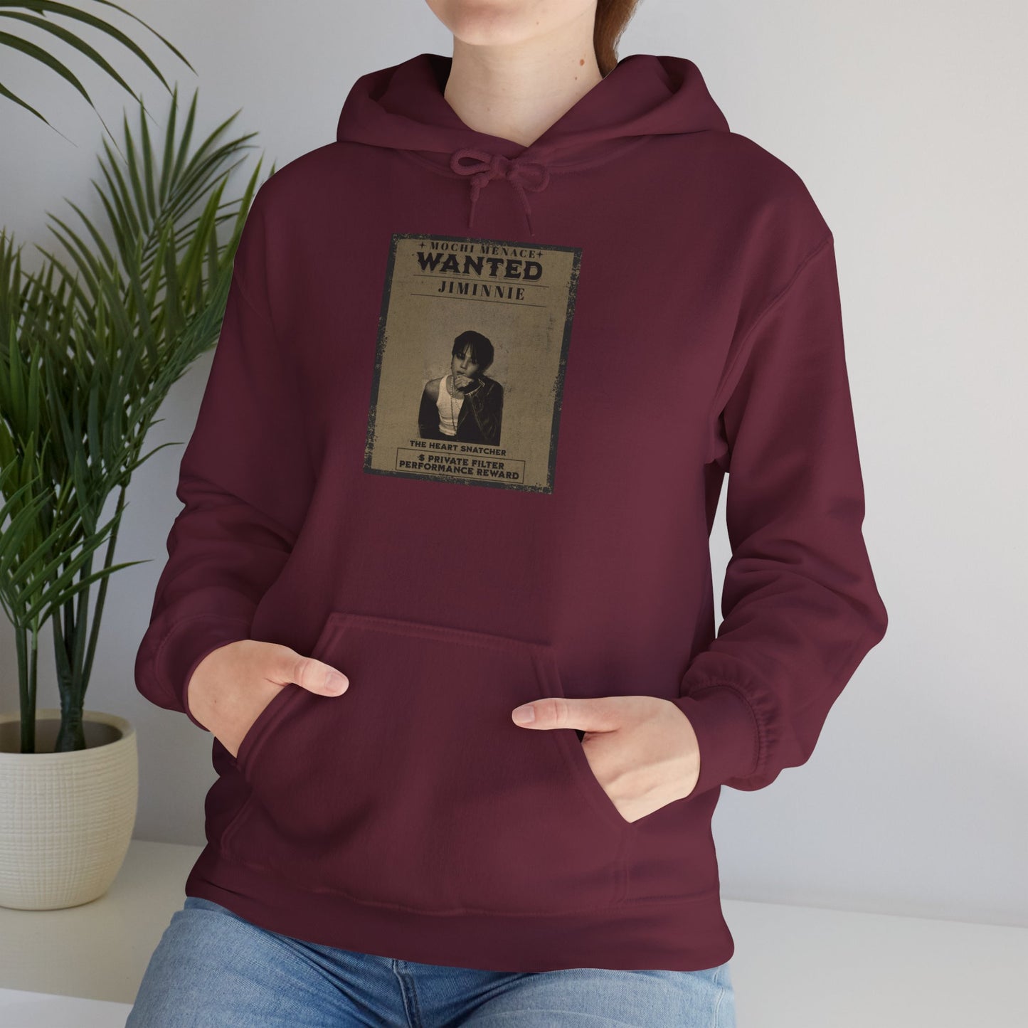 JIMIN Wanted Poster Hoodie — Vintage Photo "Wanted" Graphic Sweatshirt