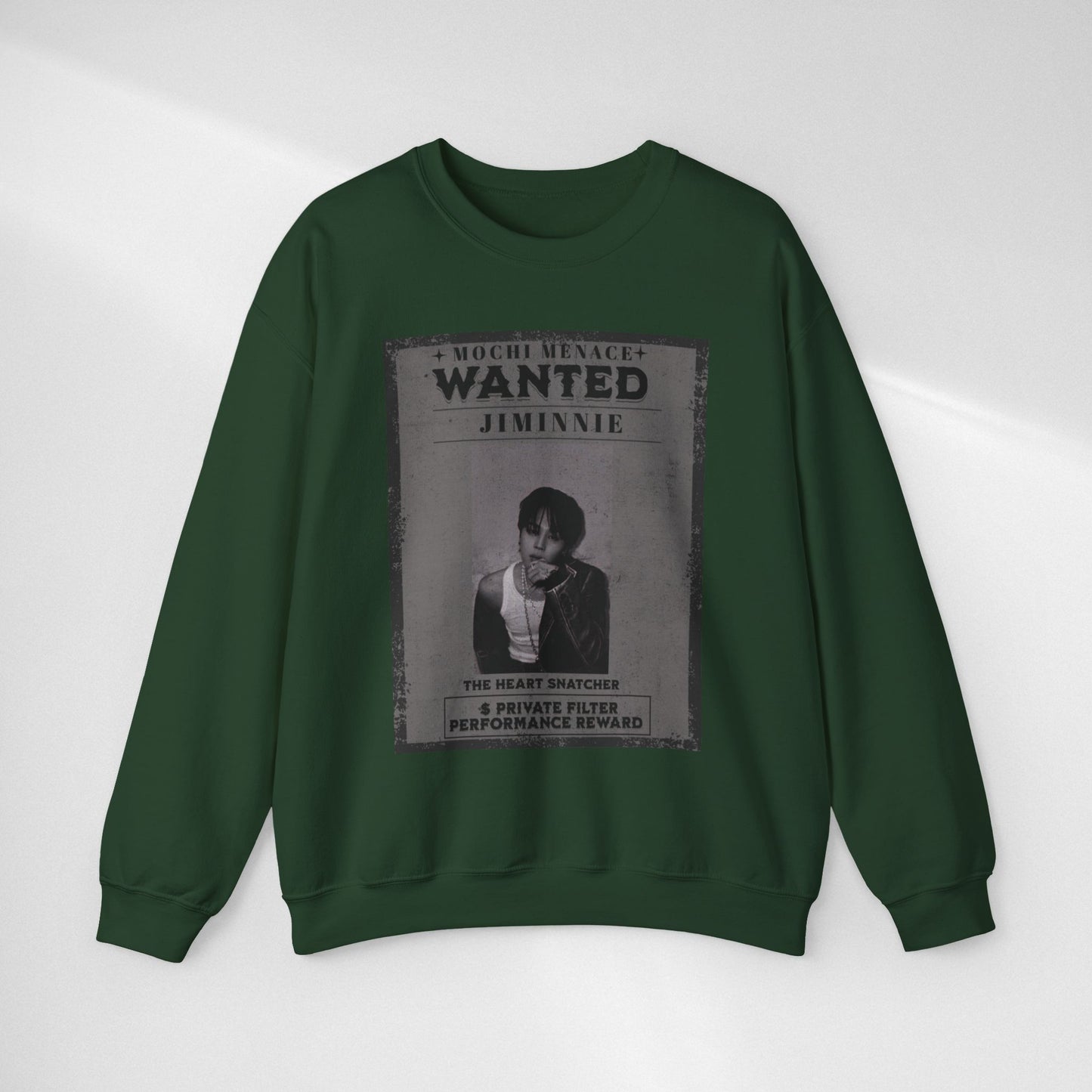 Wanted Poster Crewneck Sweatshirt – 'Wanted Jiminie' Vintage K-Pop Graphic