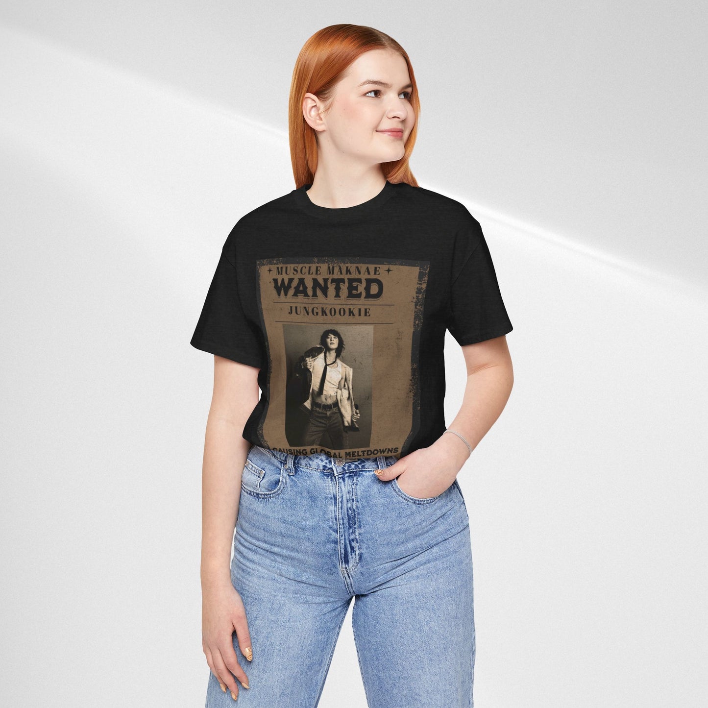 Wanted Poster Tee — 'Jungkook: Causing Global Meltdowns' Vintage K-Pop T-Shirt