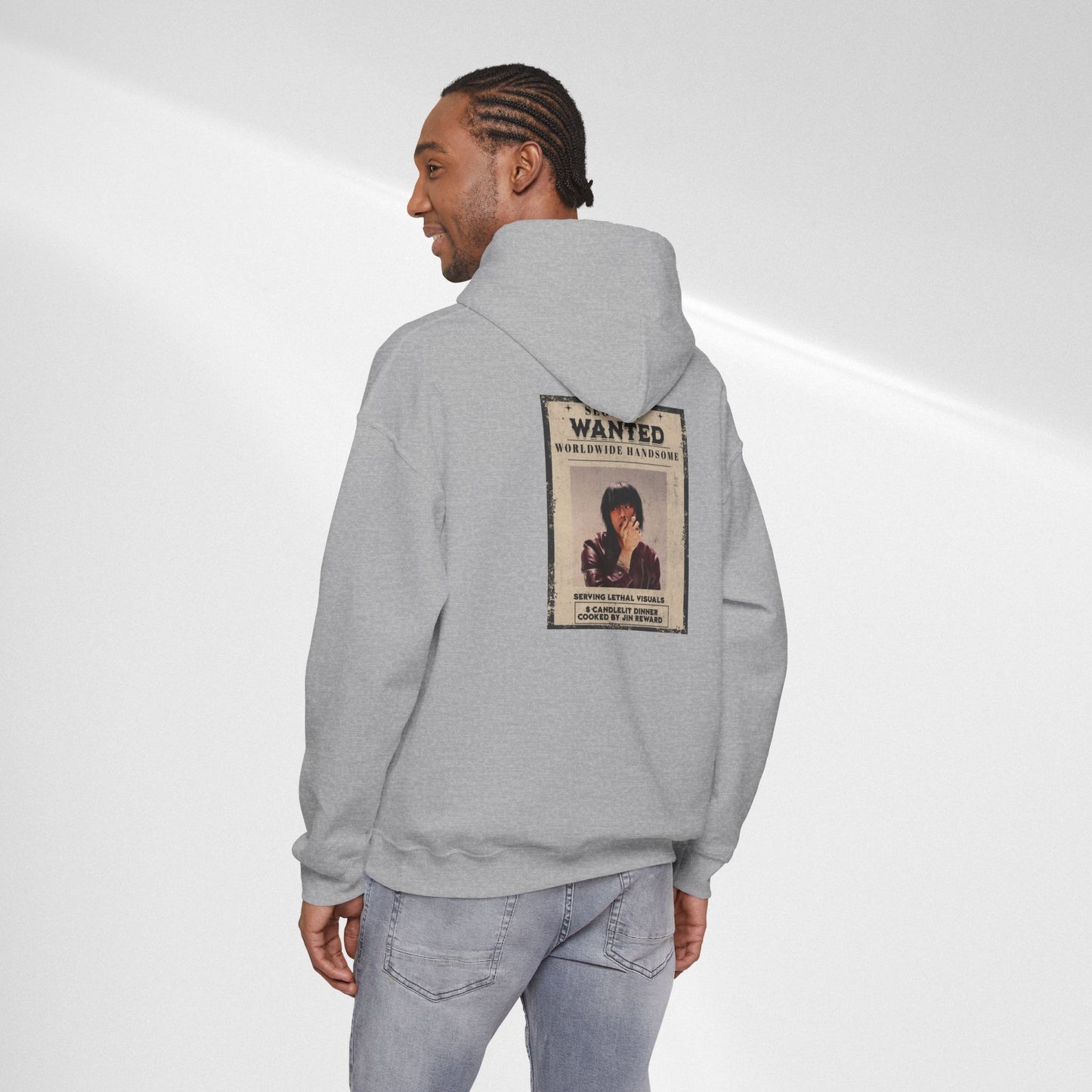 Jin Hoodie — "WANTED" Vintage Photo Poster Graphic Hoodie