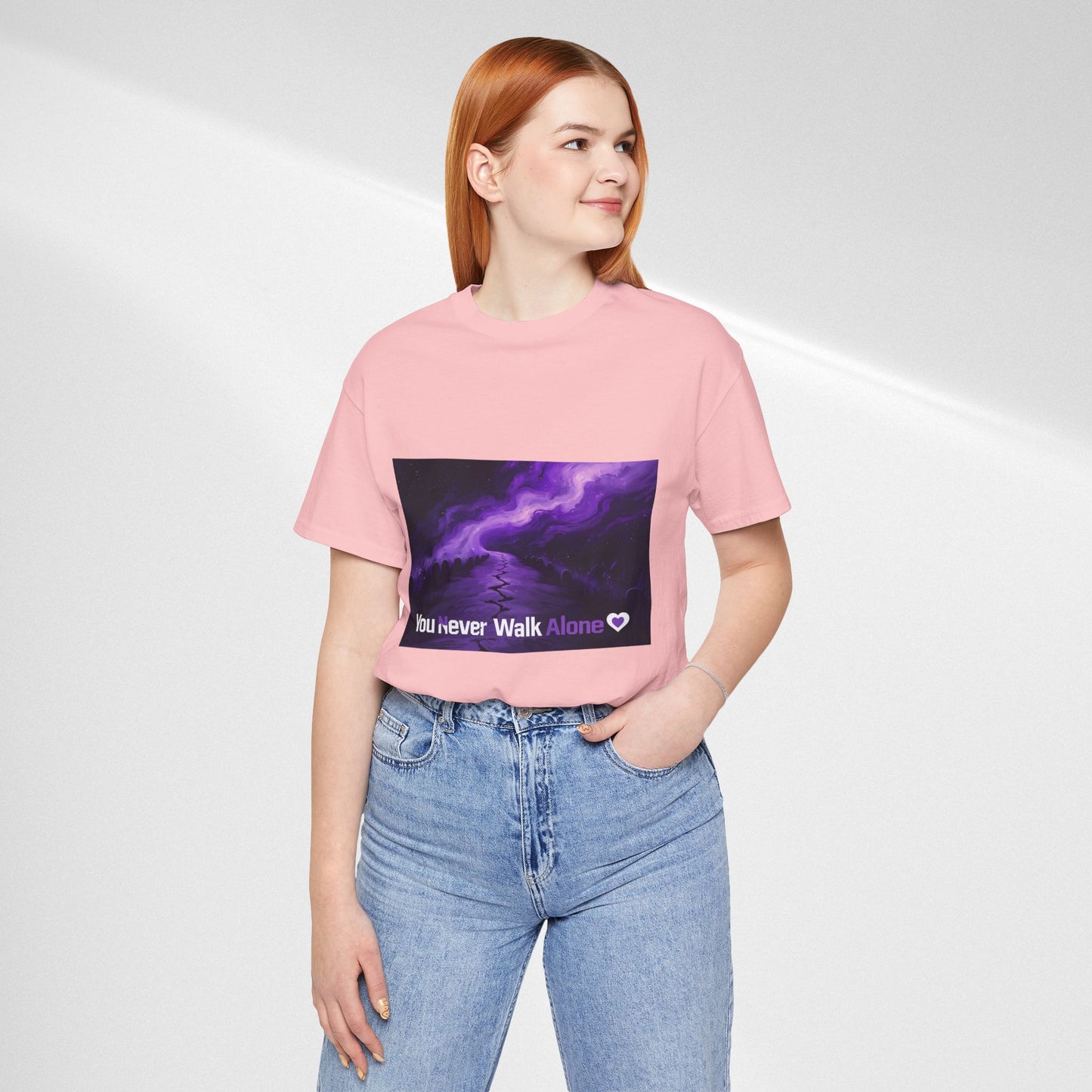 You Never Walk Alone Tee — Purple Night Stairway Graphic T‑Shirt