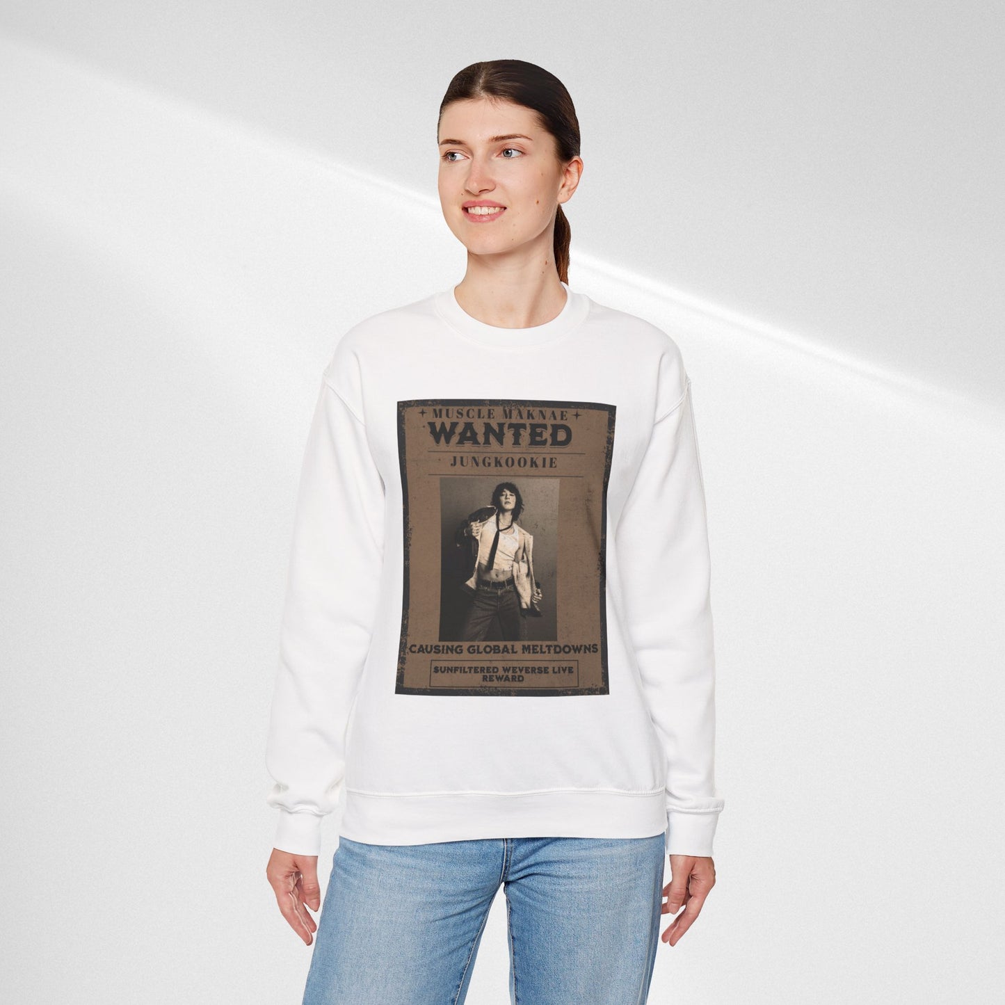 Crewneck Sweatshirt — Vintage JK'Wanted' Poster Graphic