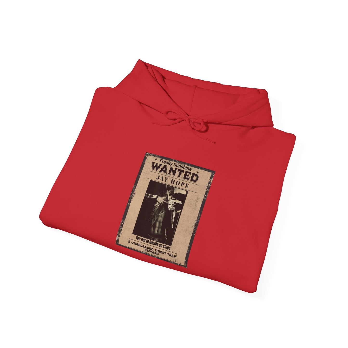 Hoodie - Vintage JHOPE 'WANTED' Poster Graphic Hooded Sweatshirt