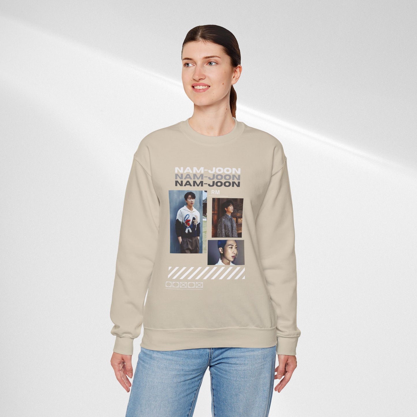 Photo Collage Crewneck Sweatshirt — "Nam-Joon" Graphic Pullover