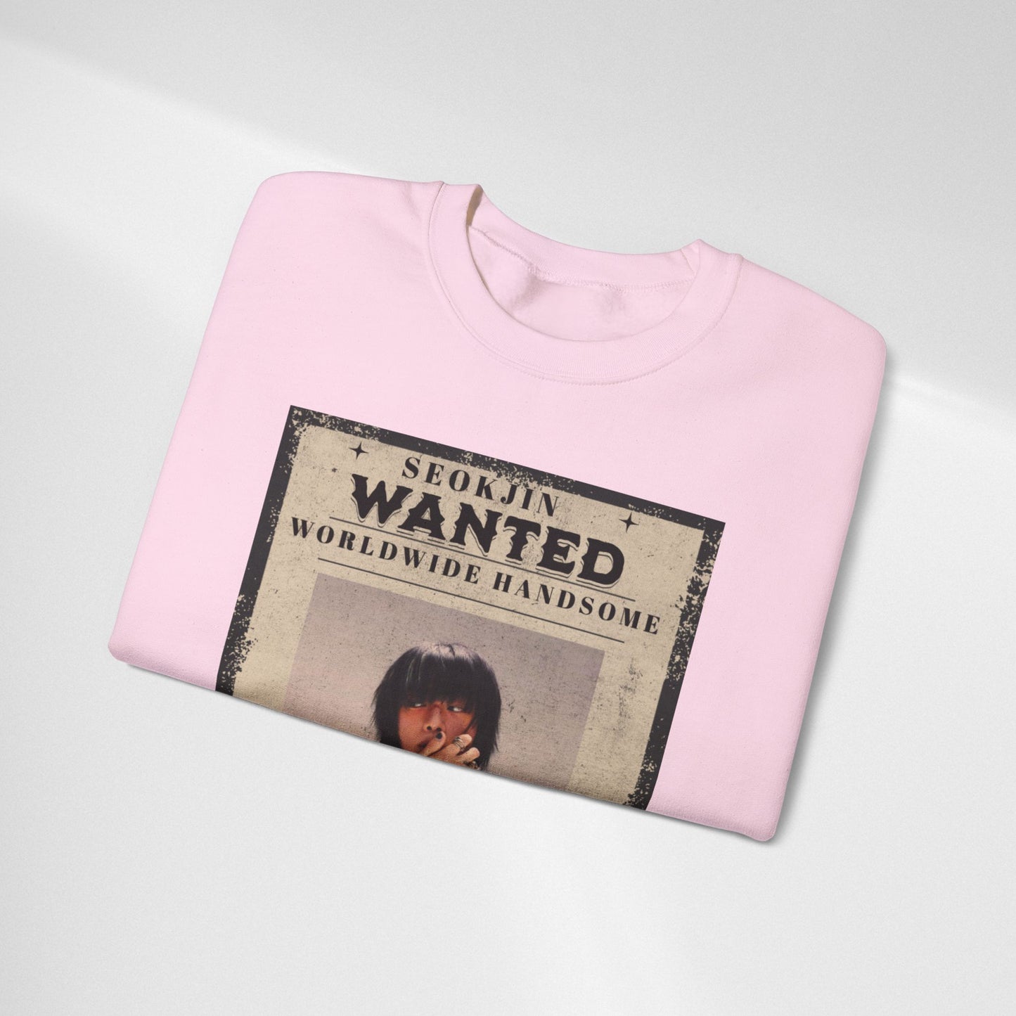 Wanted Poster Crewneck Sweatshirt — "Seokjin Wanted: Worldwide Handsome" Vintage K-pop Pullover