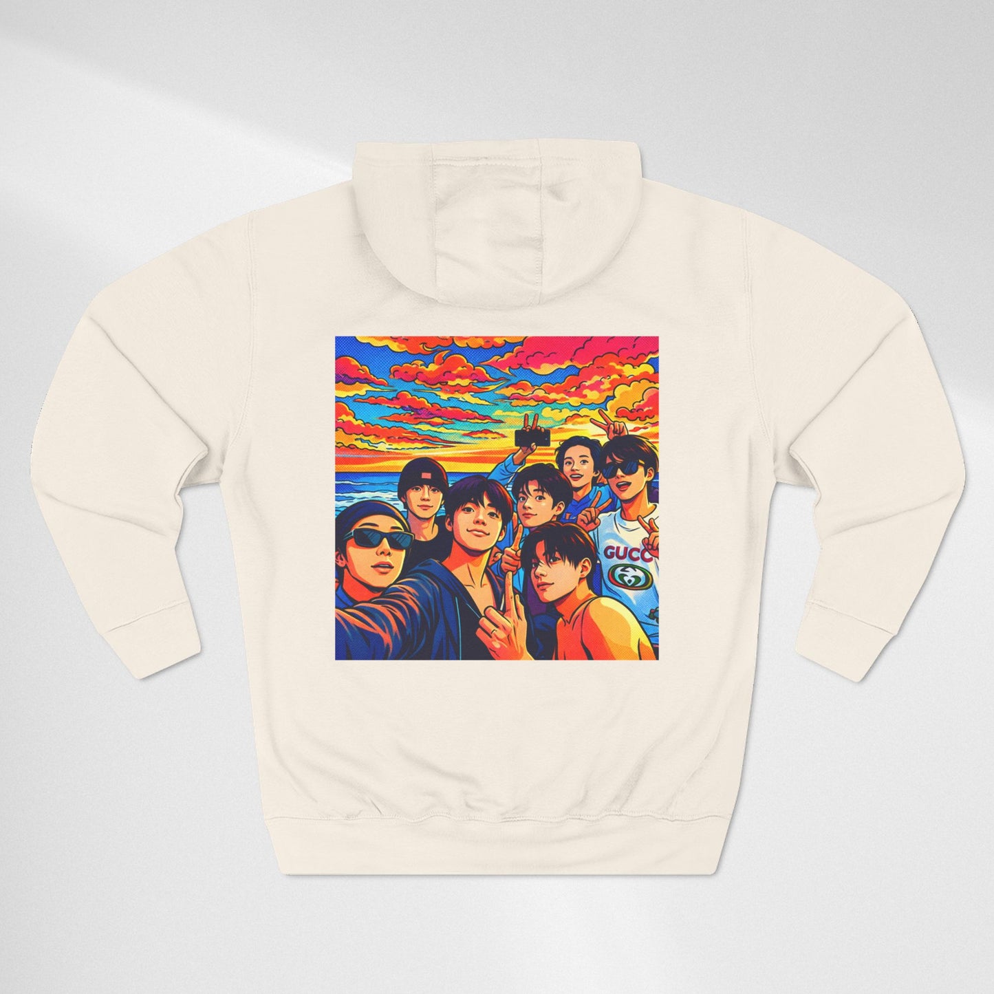 BTS Inspired Graphic Hoodie — Vibrant Group Portrait Streetwear