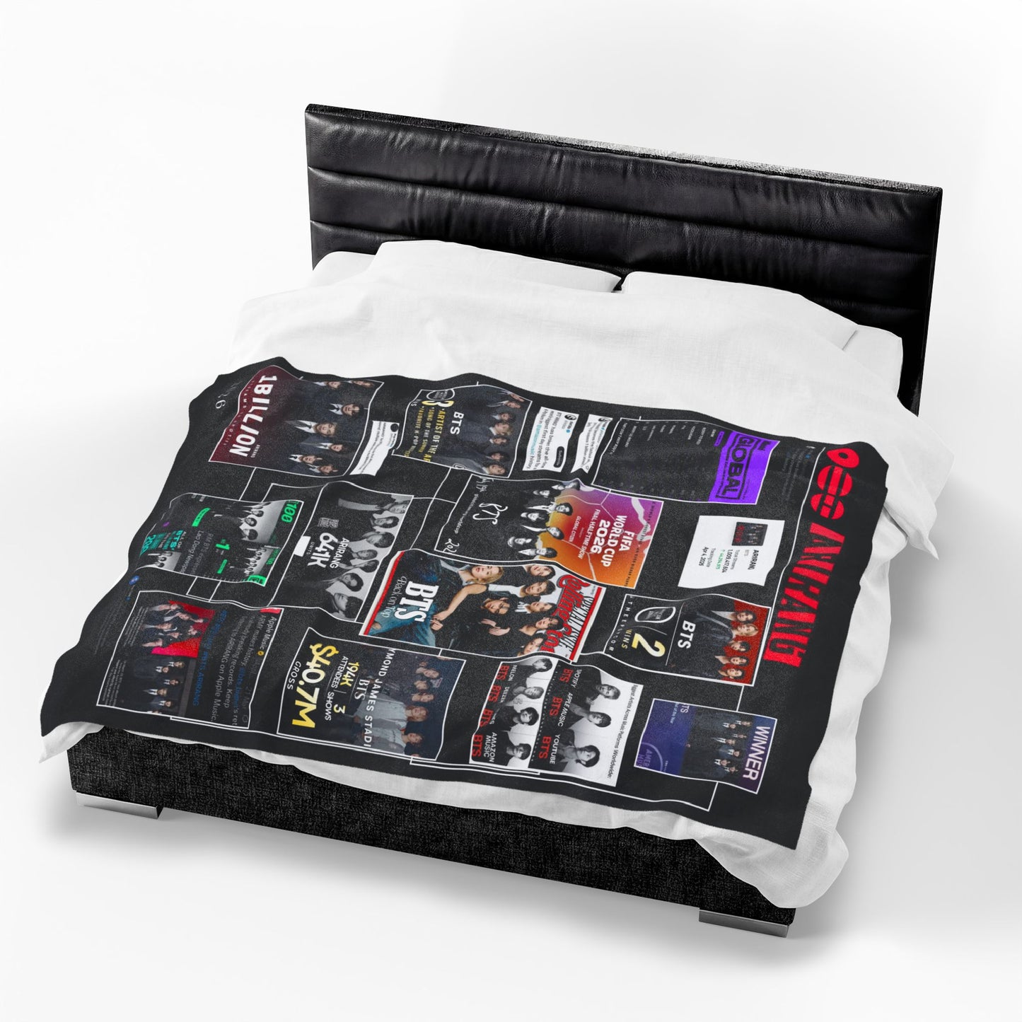 BTS ARIRANG Collage Velveteen Plush Blanket — K-Pop Fan Merchandise