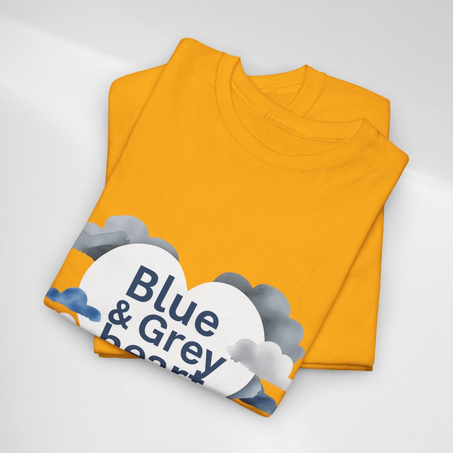 Blue & Grey Heart T-Shirt — Watercolor Cloud Heart Design