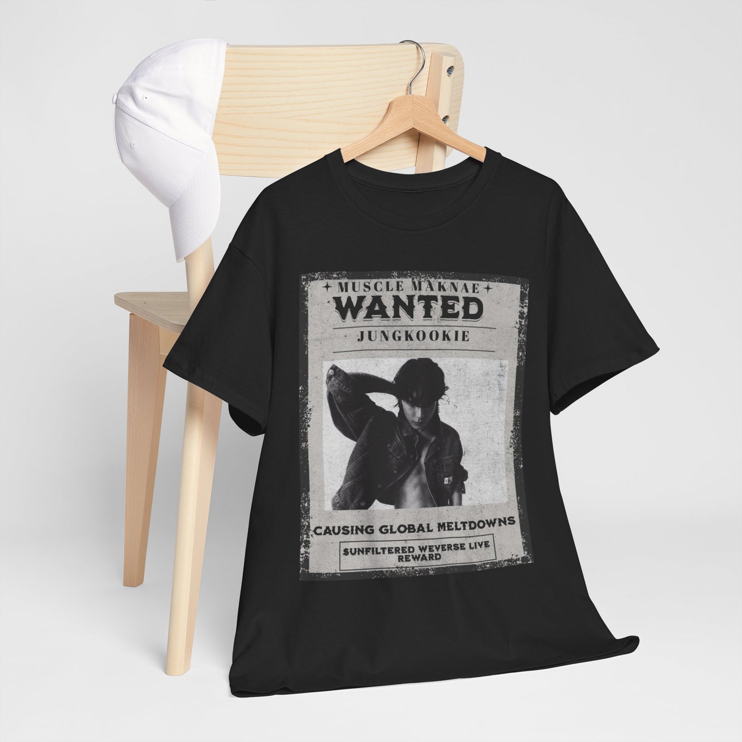 Wanted Poster T-Shirt — "Jungkookie" Vintage K-Pop Graphic Tee