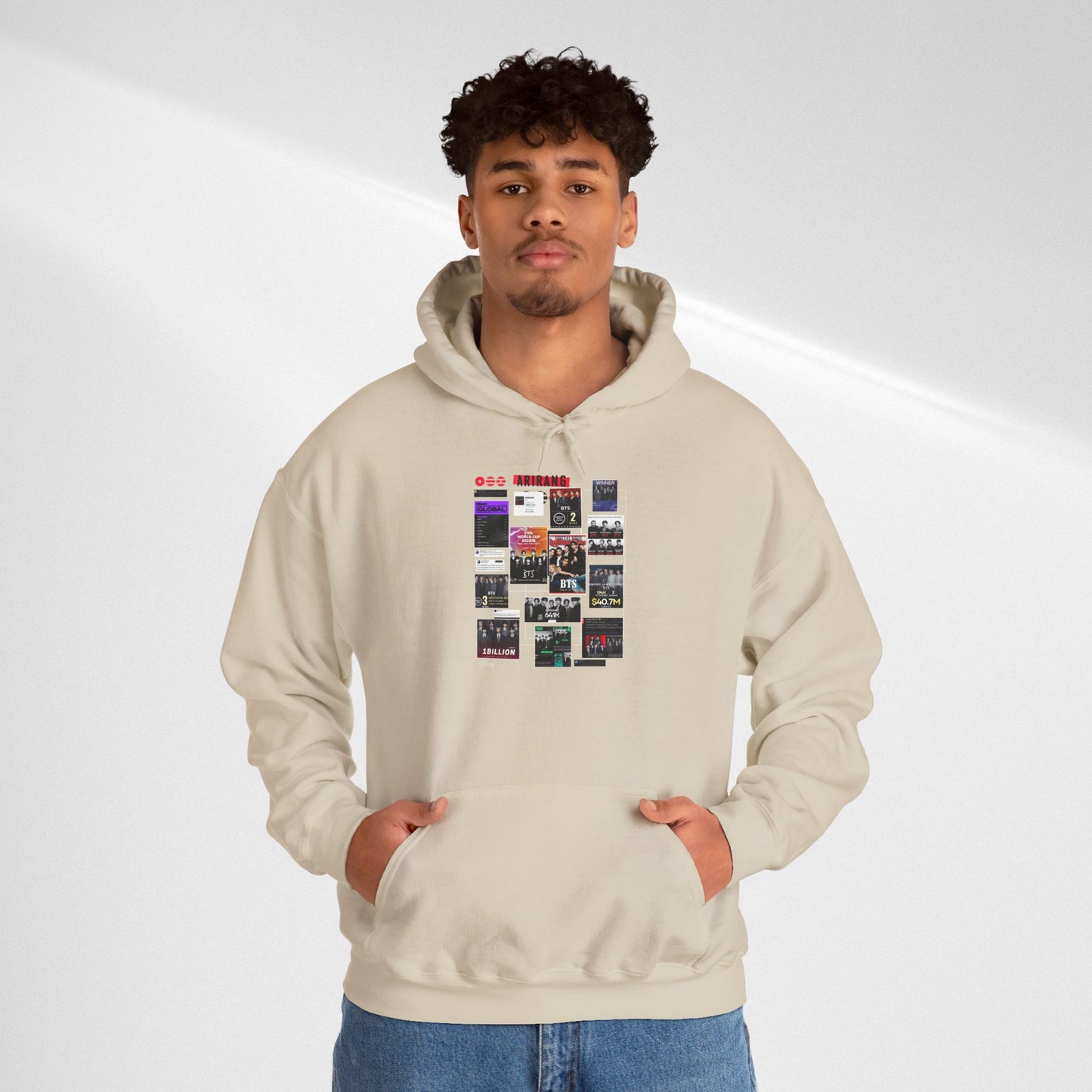 BTS ARIRANG Band Poster Collage Hoodie — Vintage Gig Tour Graphic Sweatshirt