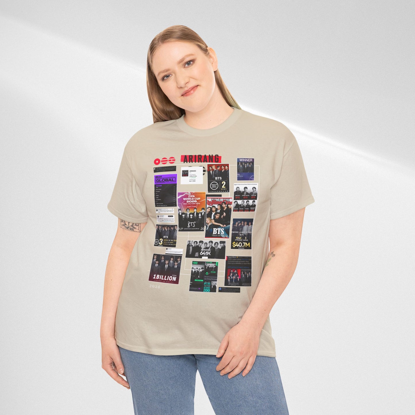 BTS ARIRANG Collage Tee — Iconic Albums & Milestones Graphic T-Shirt