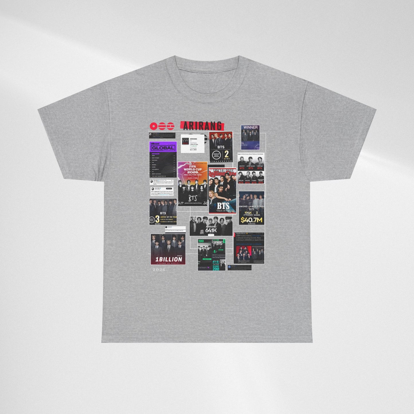 BTS ARIRANG Collage Tee — Iconic Albums & Milestones Graphic T-Shirt