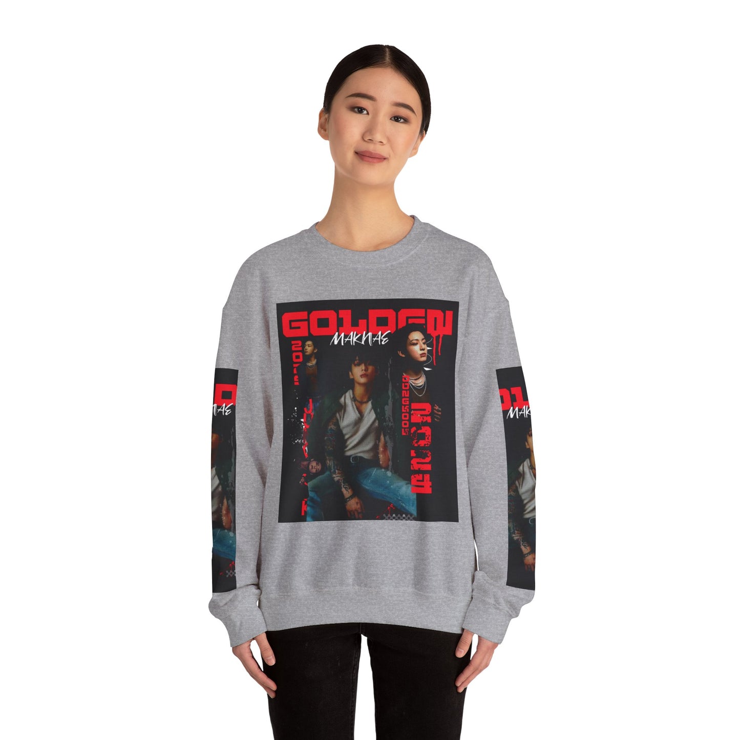 JK Golden Making Crewneck Sweatshirt — Retro K-Pop Photo Graphic