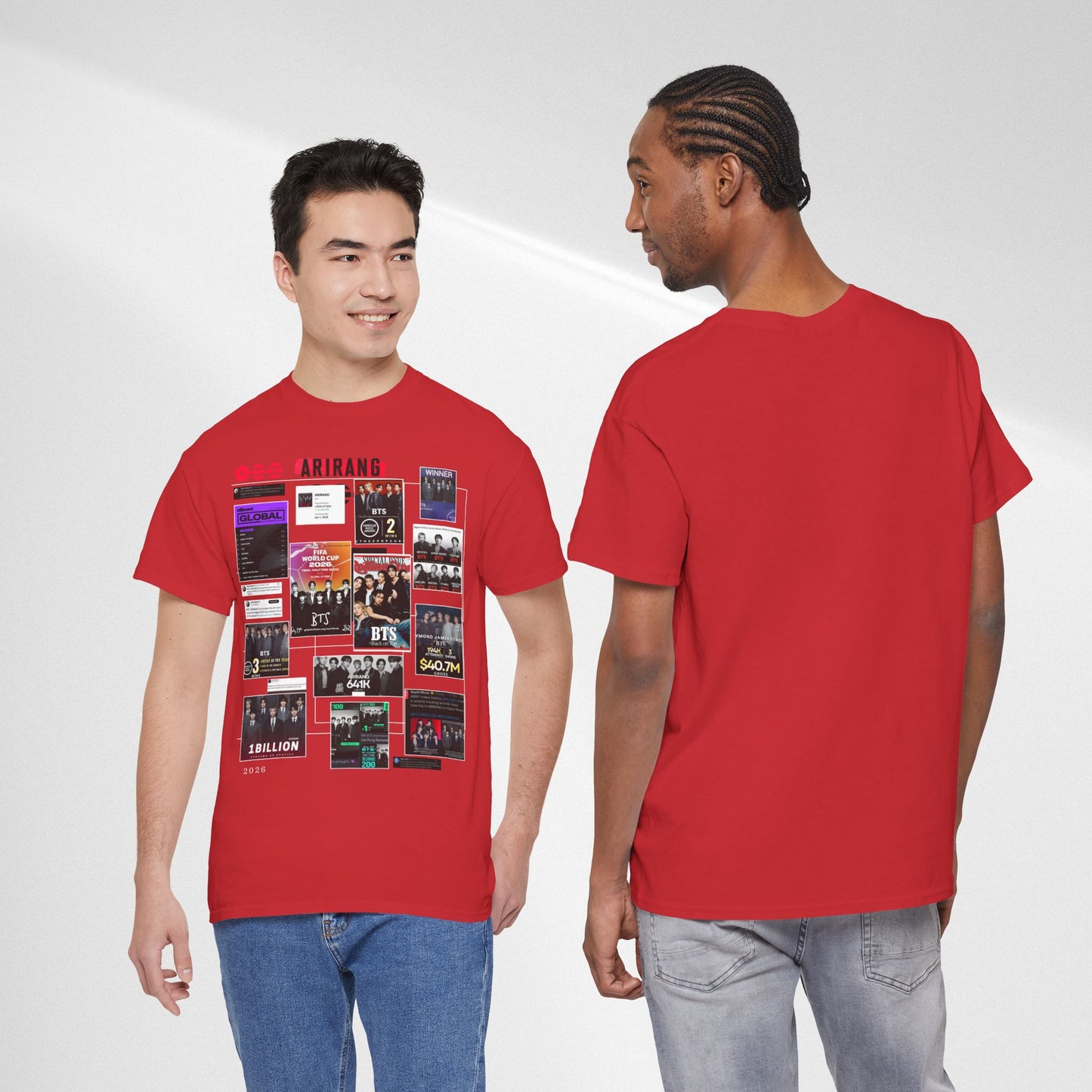 BTS ARIRANG Collage Tee — Iconic Albums & Milestones Graphic T-Shirt