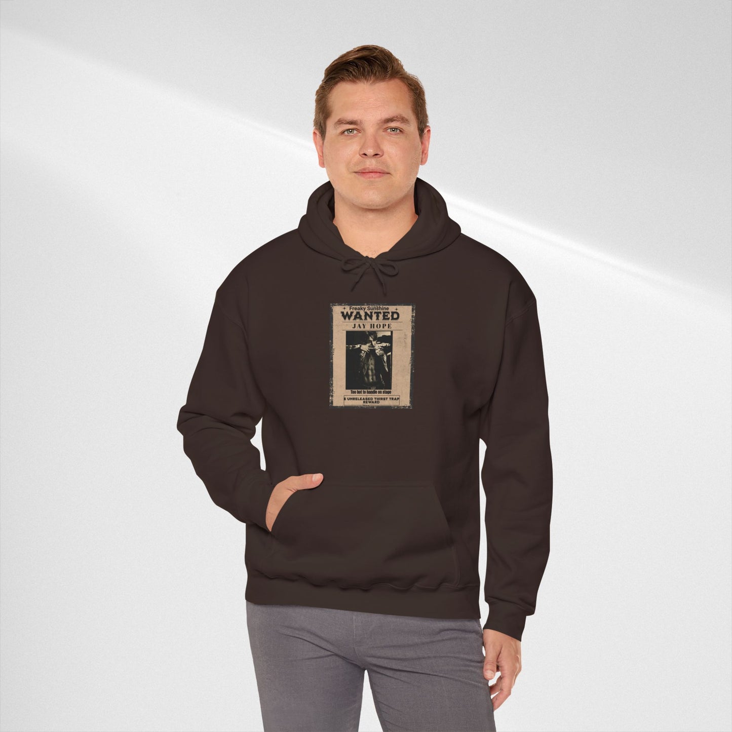 Hoodie - Vintage JHOPE 'WANTED' Poster Graphic Hooded Sweatshirt