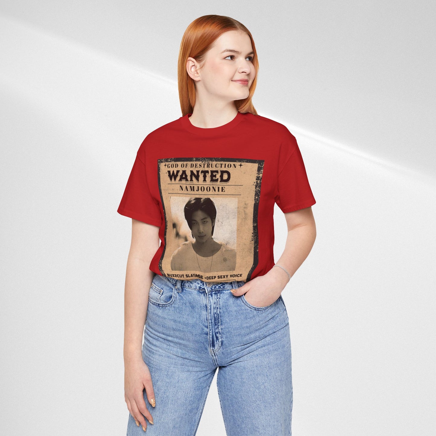 T-Shirt — Vintage 'Wanted: Namjoonie' Photo Tee (K-Pop Fan Poster Style)