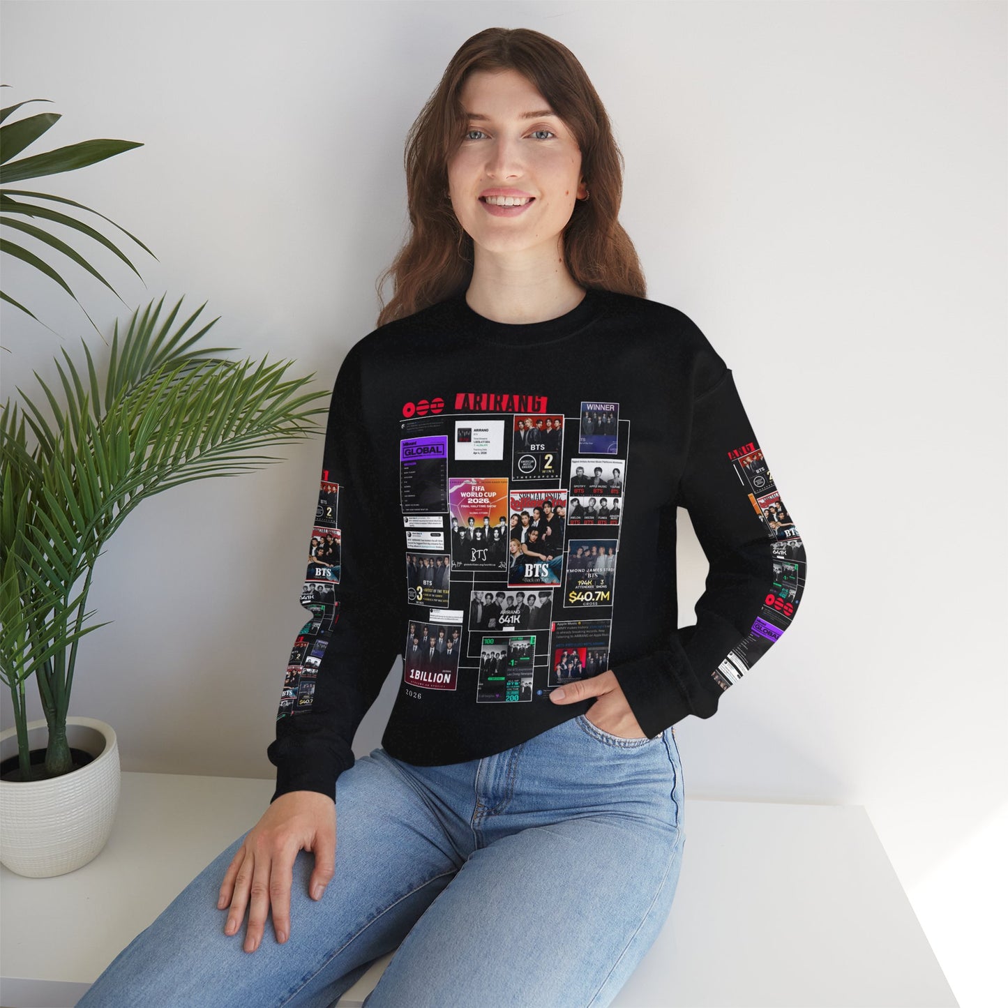 Crewneck Sweatshirt — BTS ARIRANG Collage Graphic Crewneck (Album Posters & Tour Art)