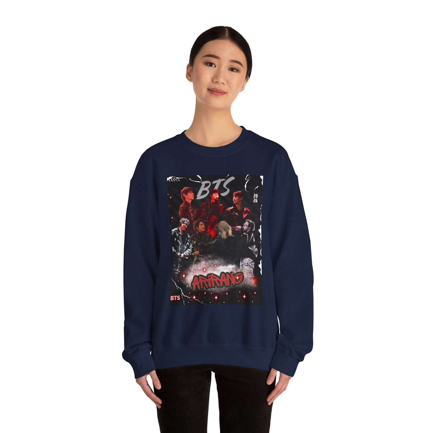 BTS Graphic Crewneck Sweatshirt – Red & Black Band Photo Design