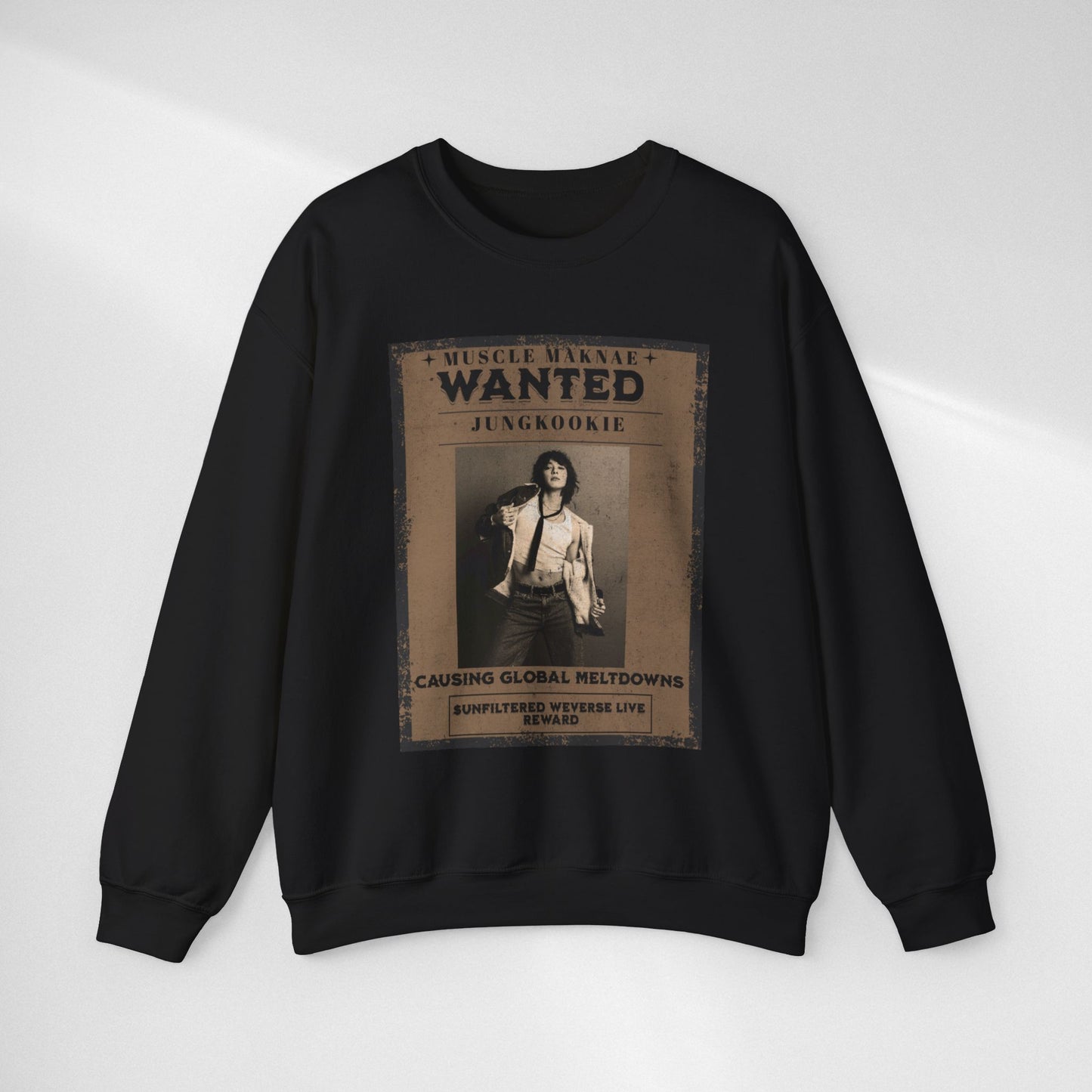 Crewneck Sweatshirt — Vintage JK'Wanted' Poster Graphic