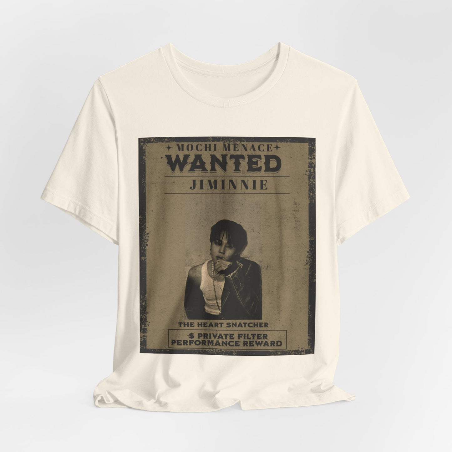 JIMIN Wanted Poster Graphic Tee — 'Mischief Menace' Vintage Style