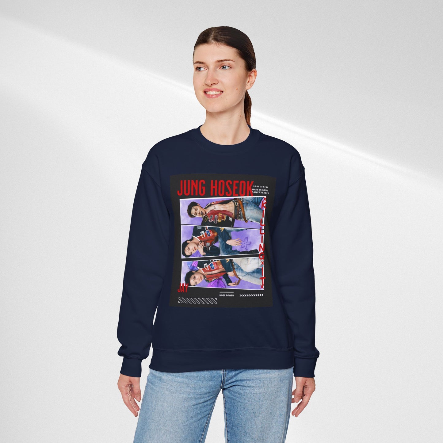 Photo Collage Crewneck Sweatshirt — 'JUNG HOSEOK' Graphic Pullover