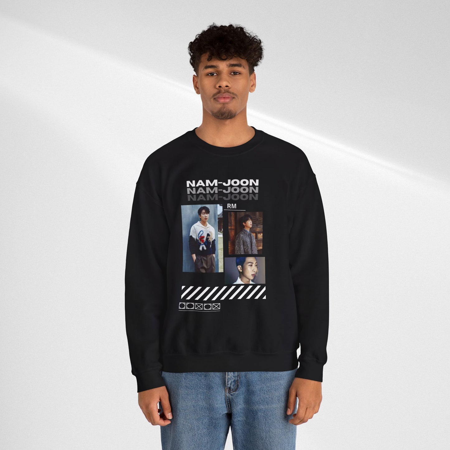 Photo Collage Crewneck Sweatshirt — "Nam-Joon" Graphic Pullover