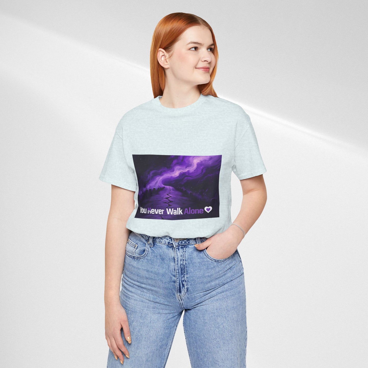 You Never Walk Alone Tee — Purple Night Stairway Graphic T‑Shirt