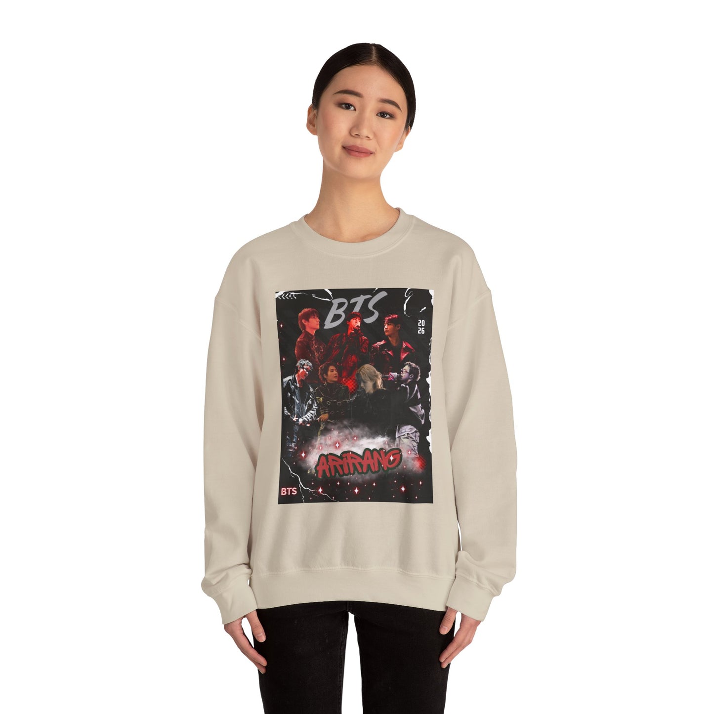 BTS Graphic Crewneck Sweatshirt – Red & Black Band Photo Design