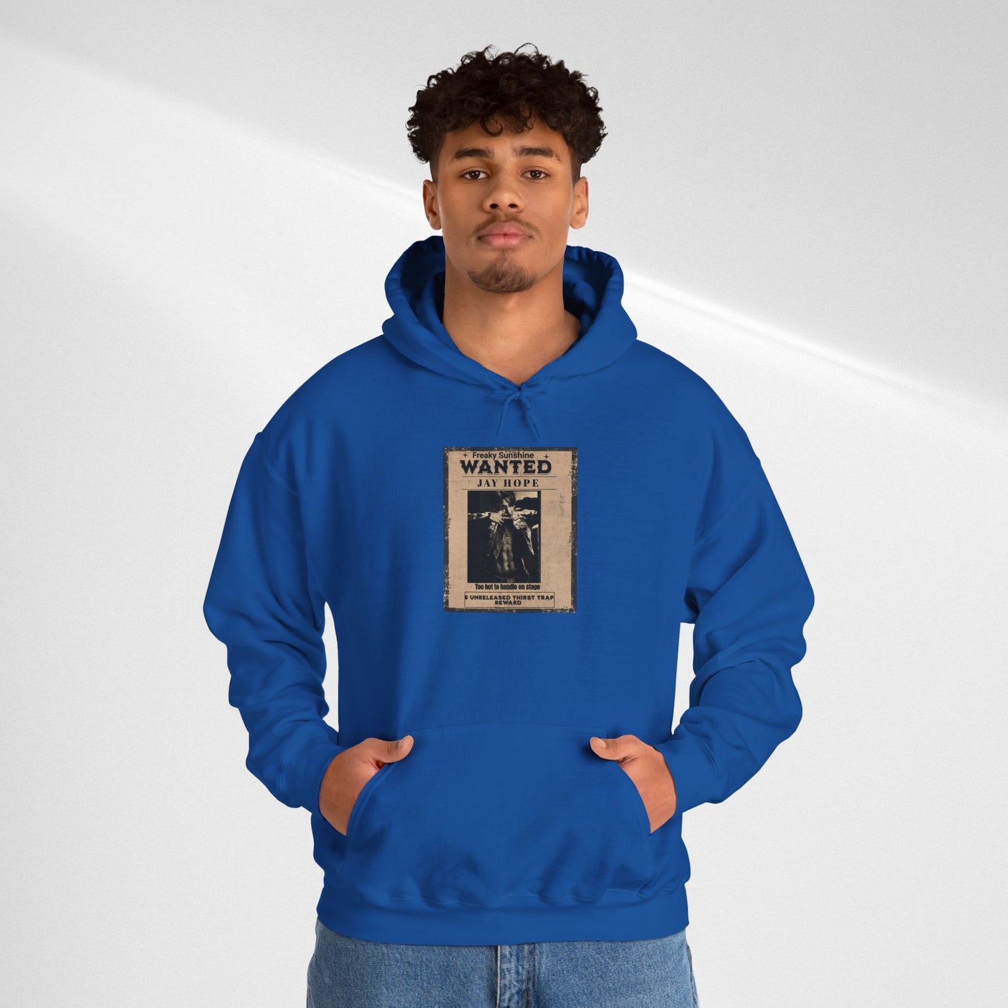 Hoodie - Vintage JHOPE 'WANTED' Poster Graphic Hooded Sweatshirt