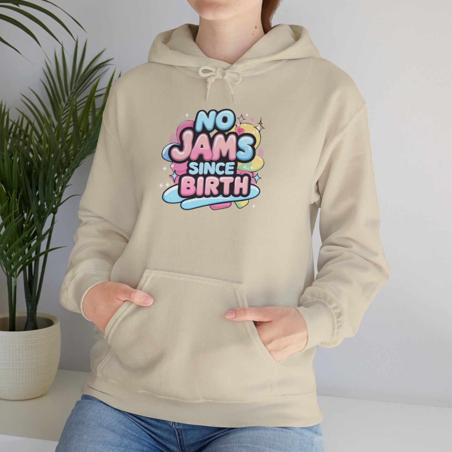 Hoodie — "No Jams Since Birth" Cute Kawaii Graphic Pullover