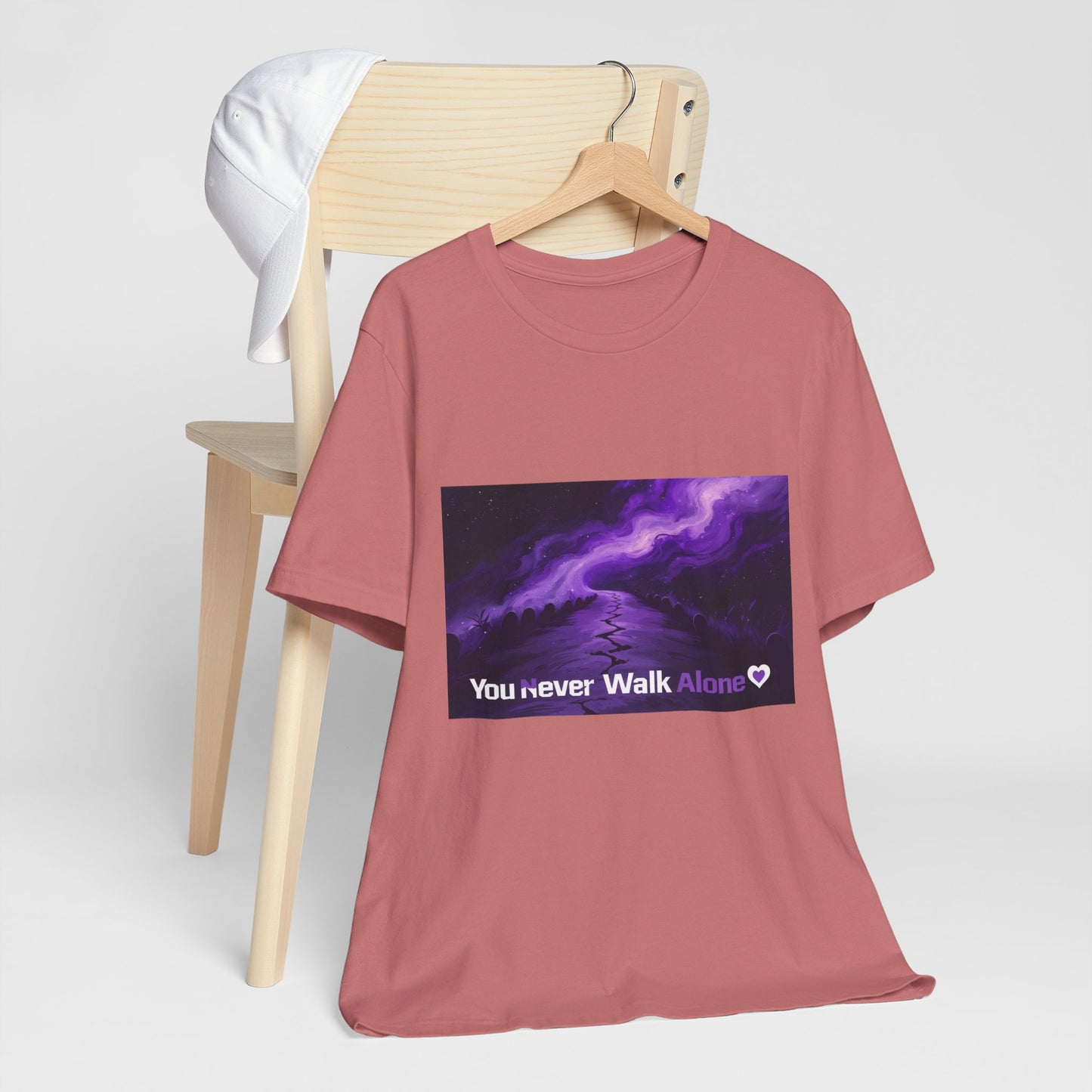 You Never Walk Alone Tee — Purple Night Stairway Graphic T‑Shirt