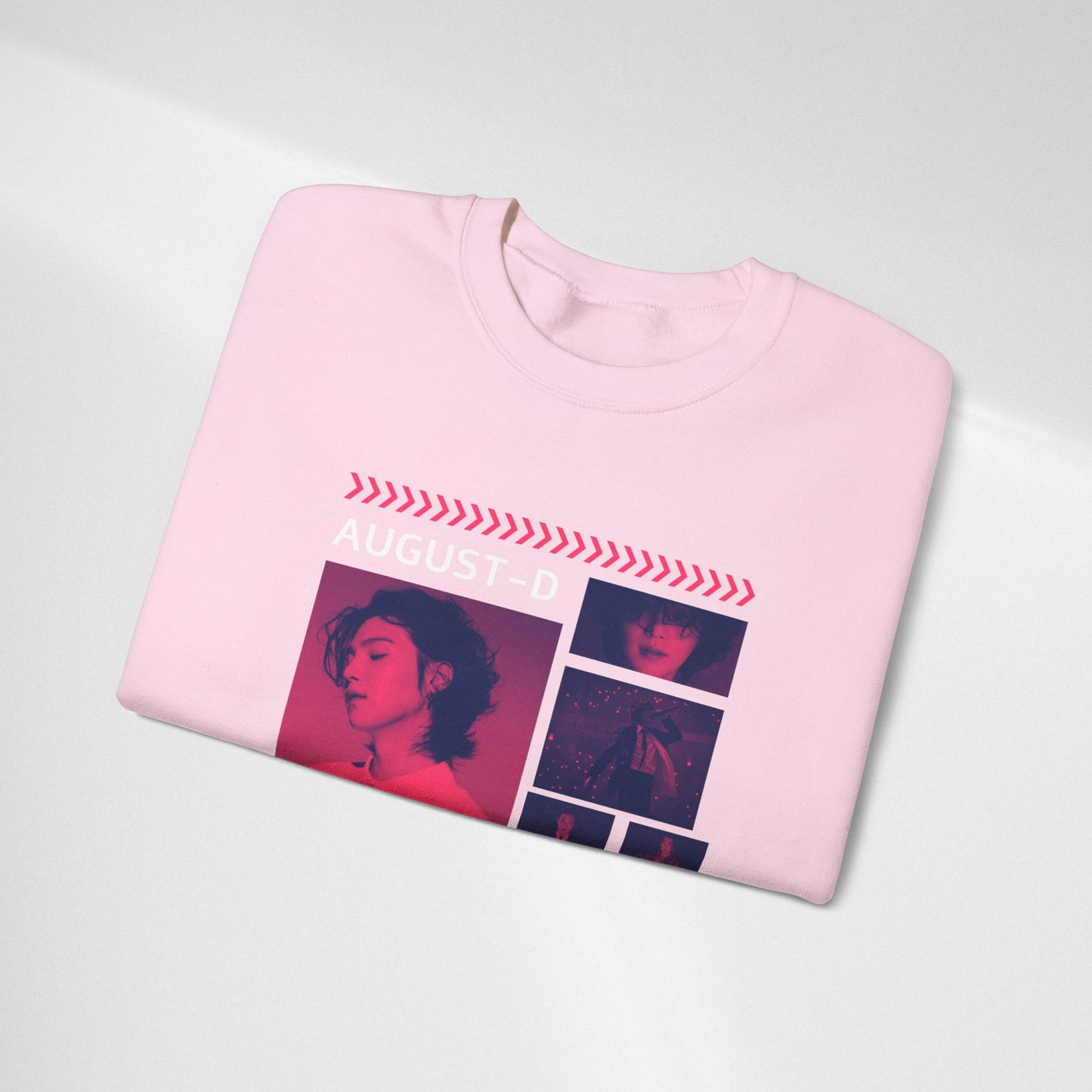 Graphic Crewneck Sweatshirt — 'MIN YOON-GI' Neon Photo Collage