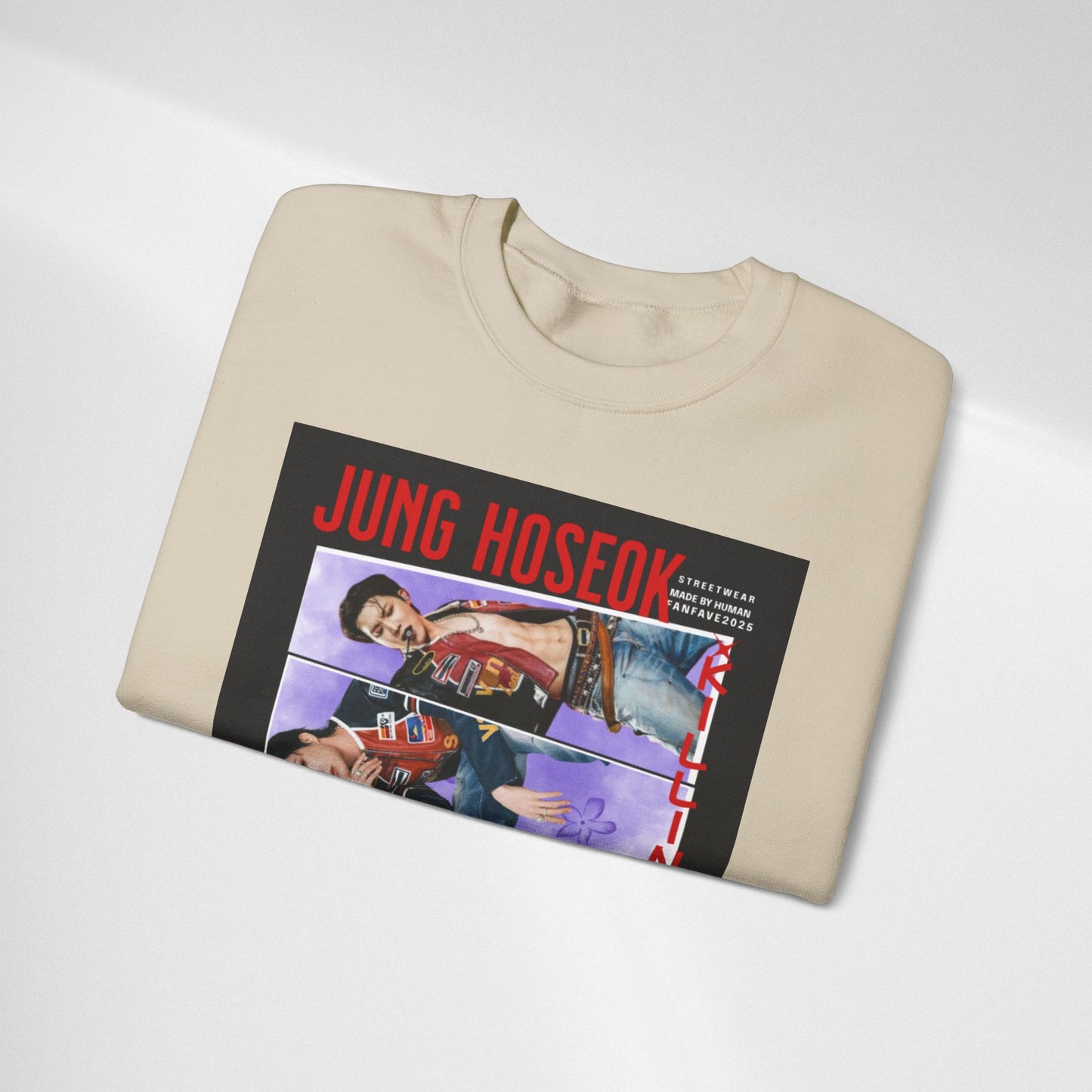 Photo Collage Crewneck Sweatshirt — 'JUNG HOSEOK' Graphic Pullover