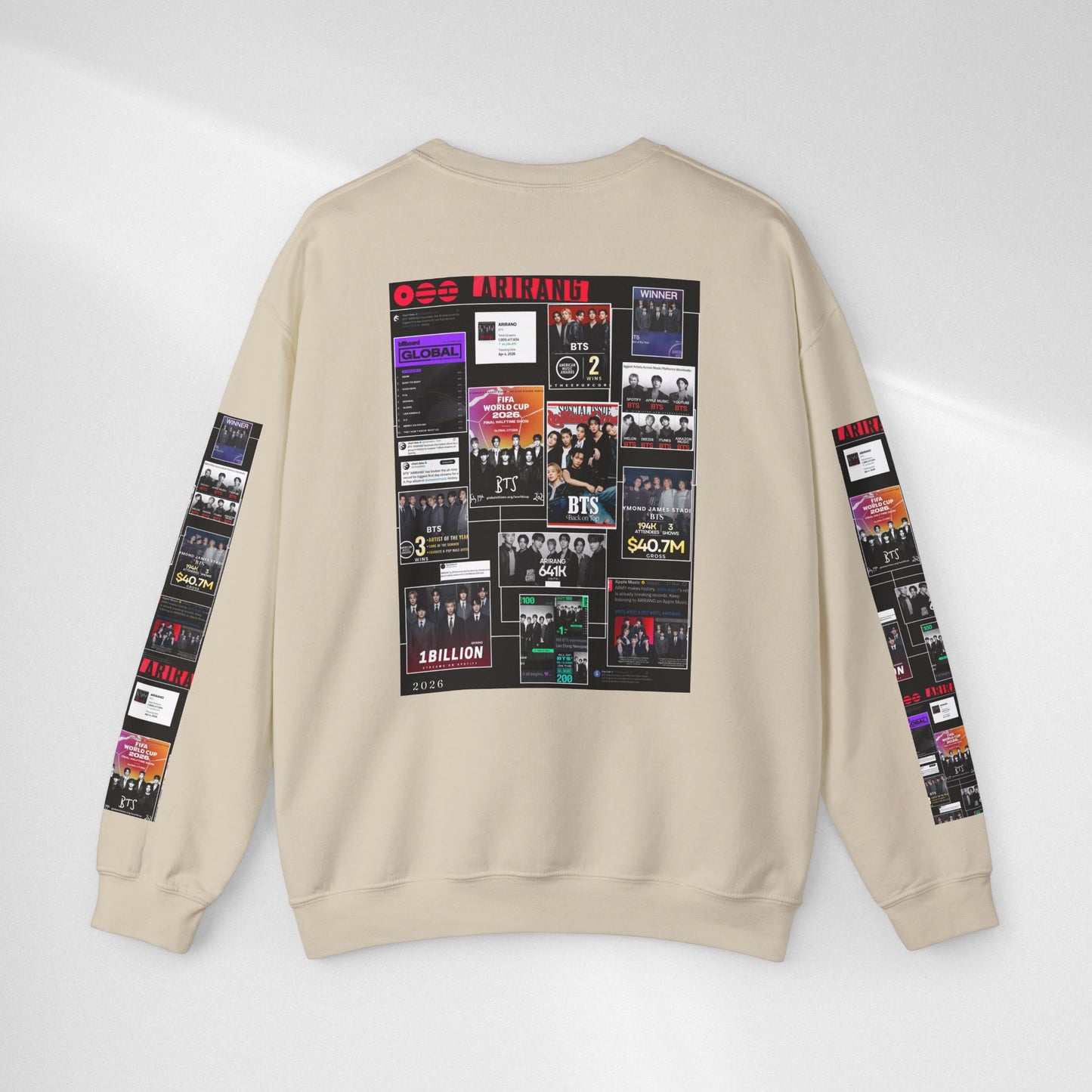 Crewneck Sweatshirt — BTS ARIRANG Collage Graphic Crewneck (Album Posters & Tour Art)