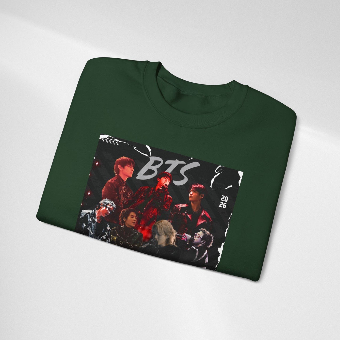 BTS Graphic Crewneck Sweatshirt – Red & Black Band Photo Design